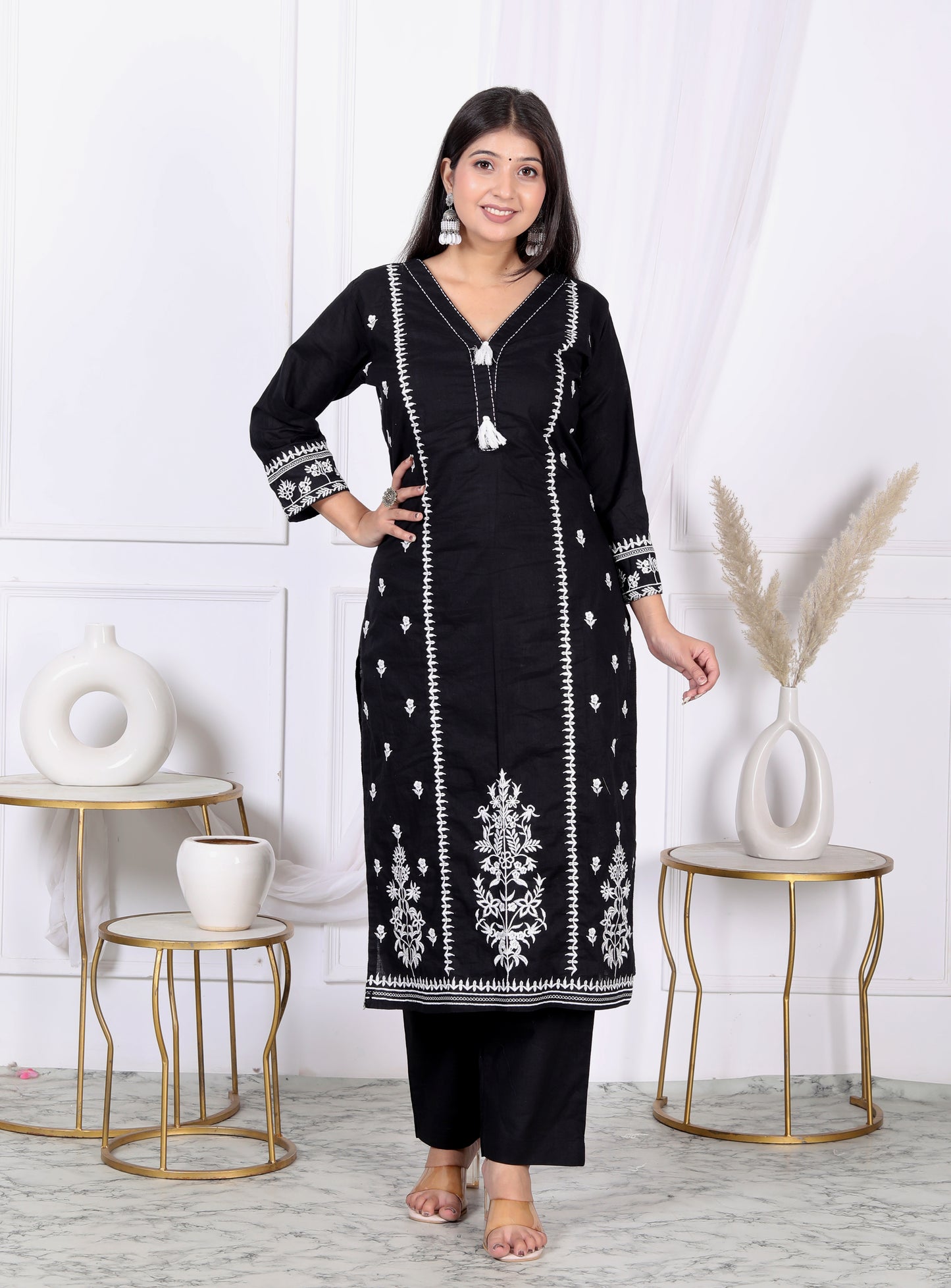 Black Chikankari Suit Set