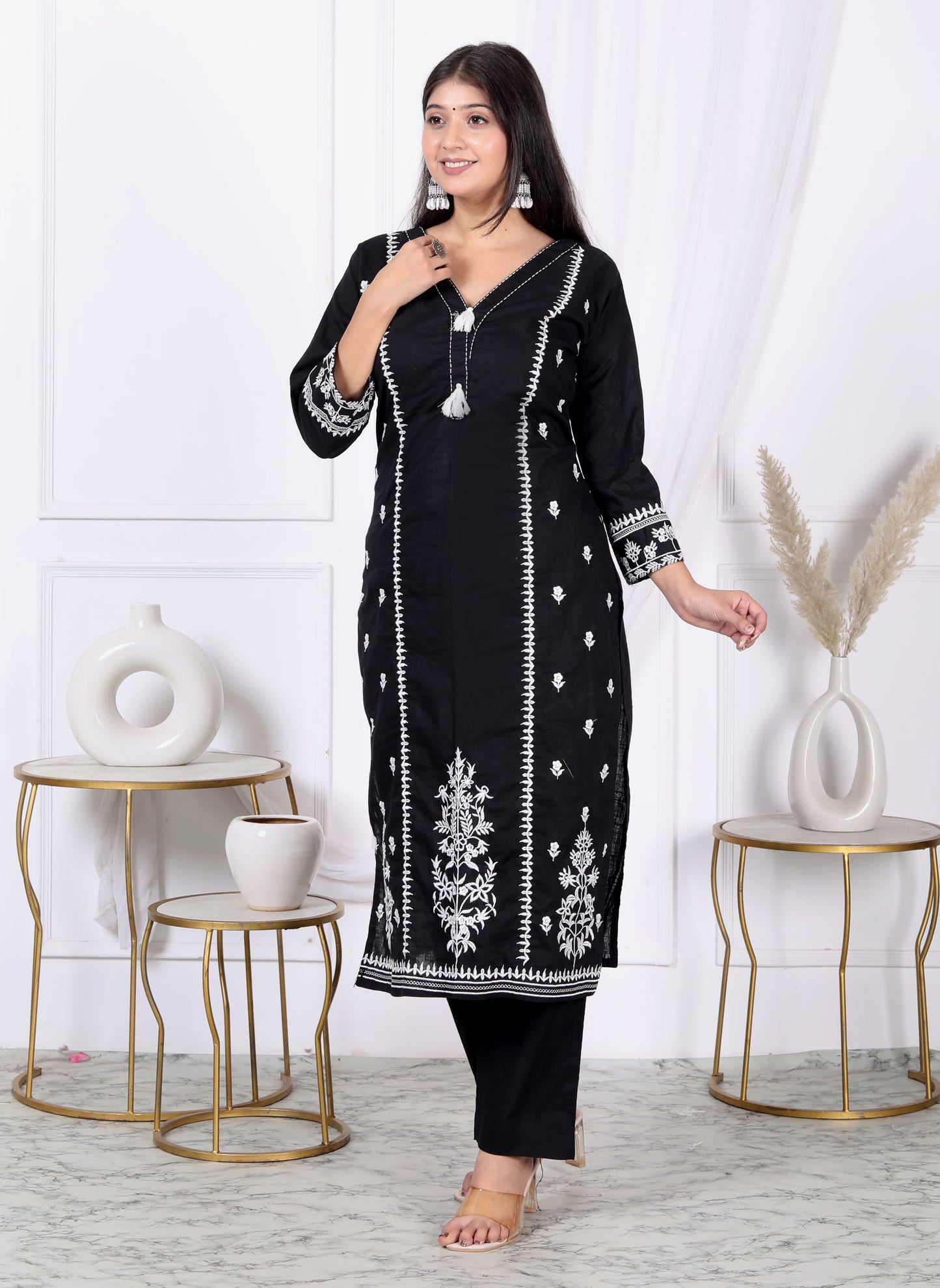 Black Chikankari Suit Set