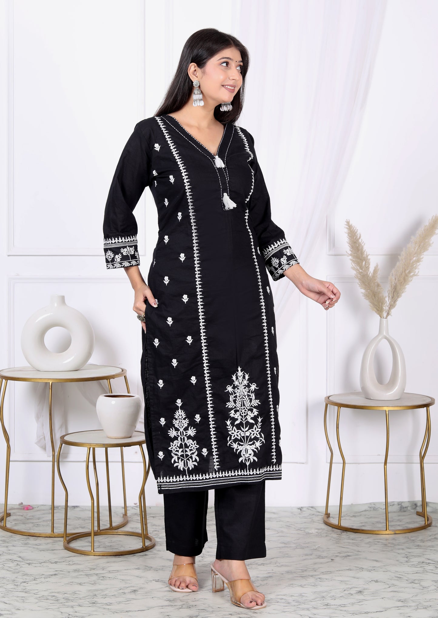 Black Chikankari Suit Set