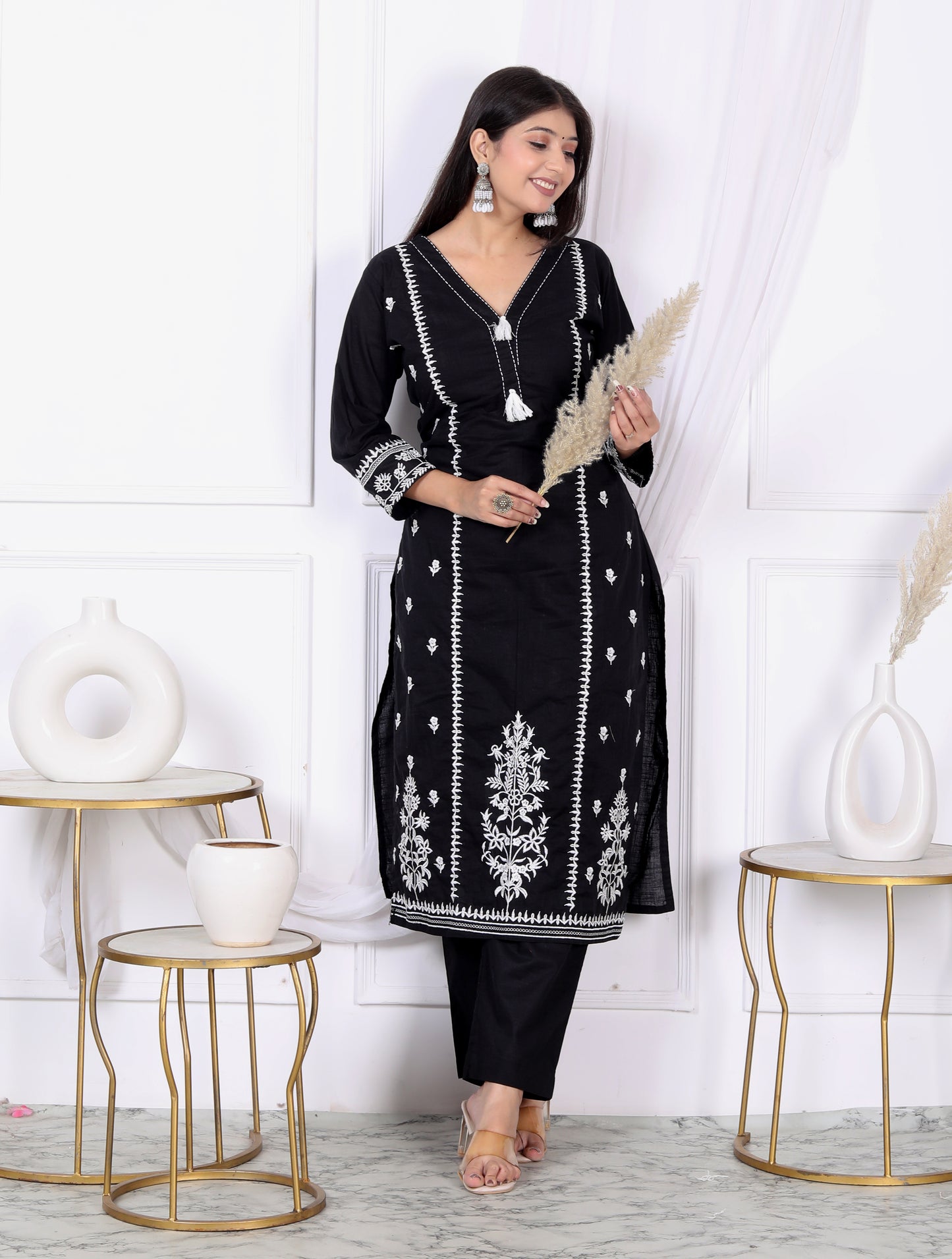 Black Chikankari Suit Set