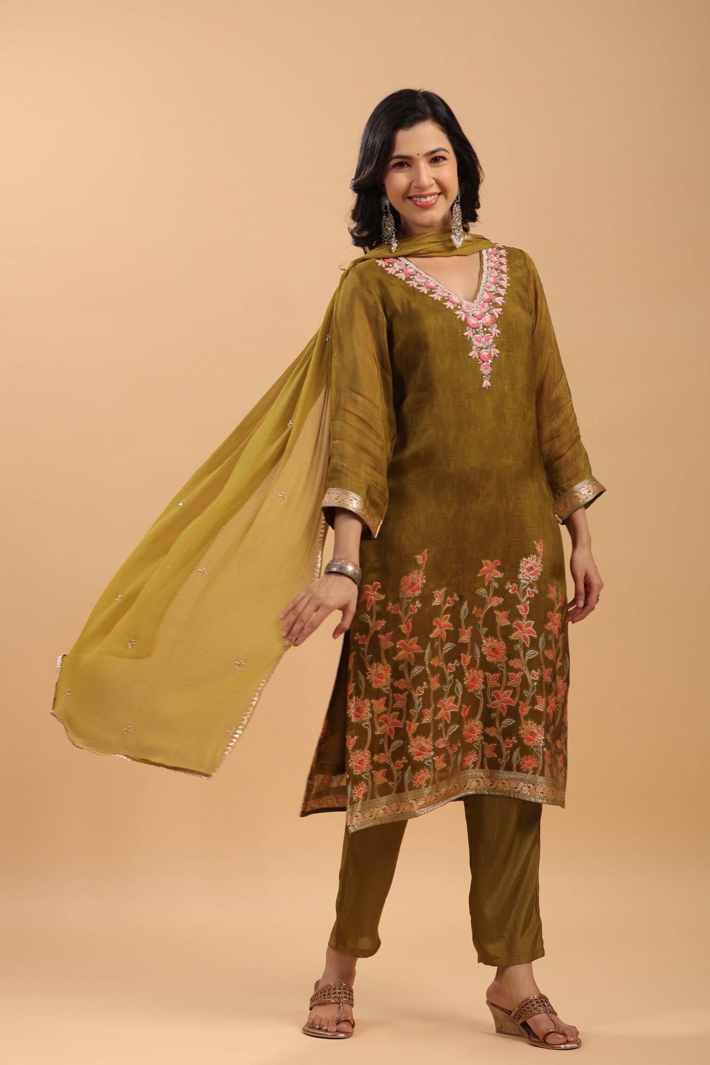 Mustard Organza Suit Set