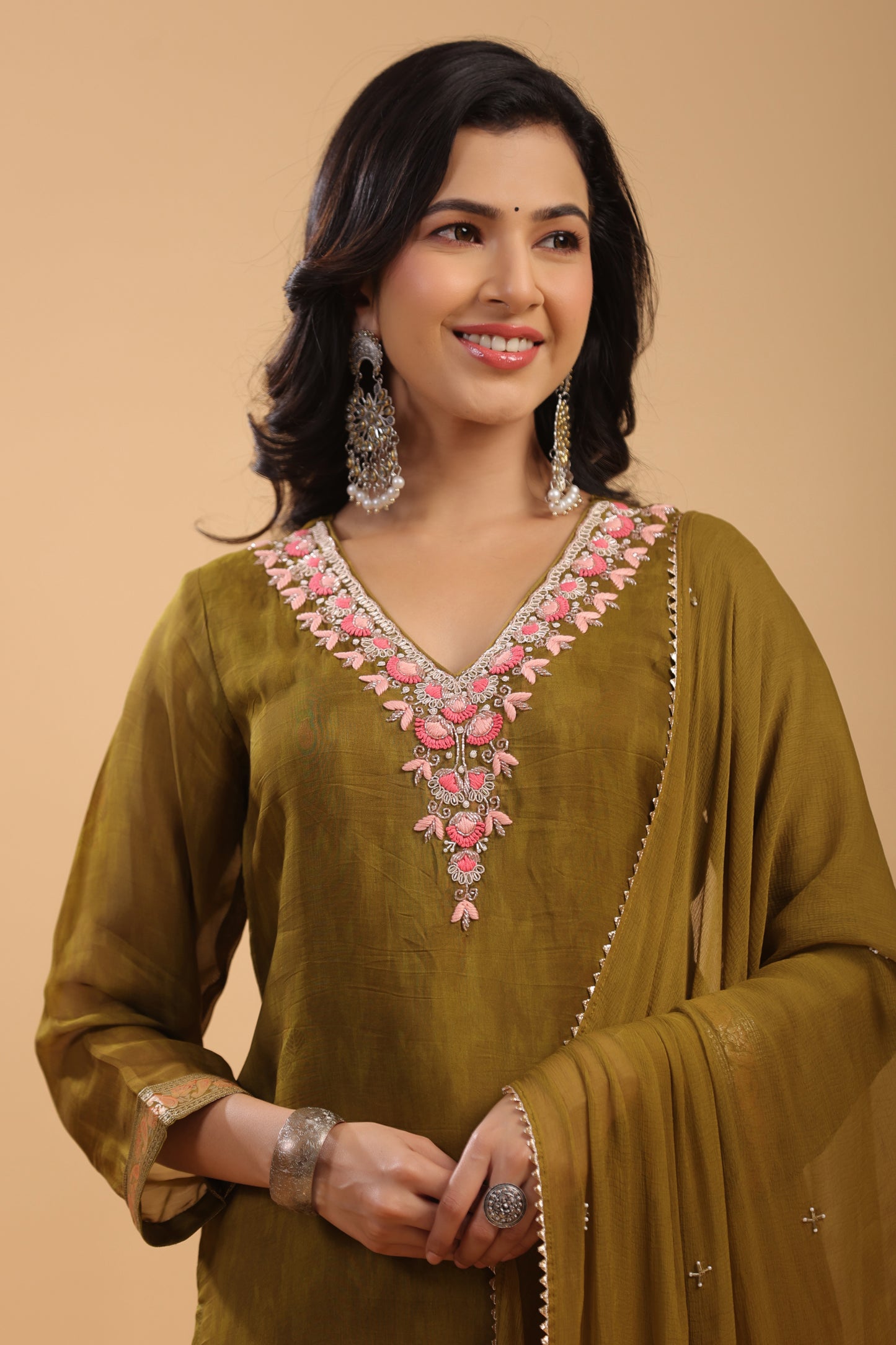 Mustard Organza Suit Set