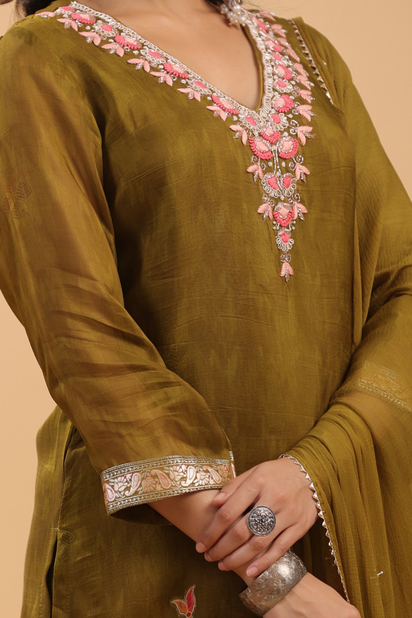 Mustard Organza Suit Set