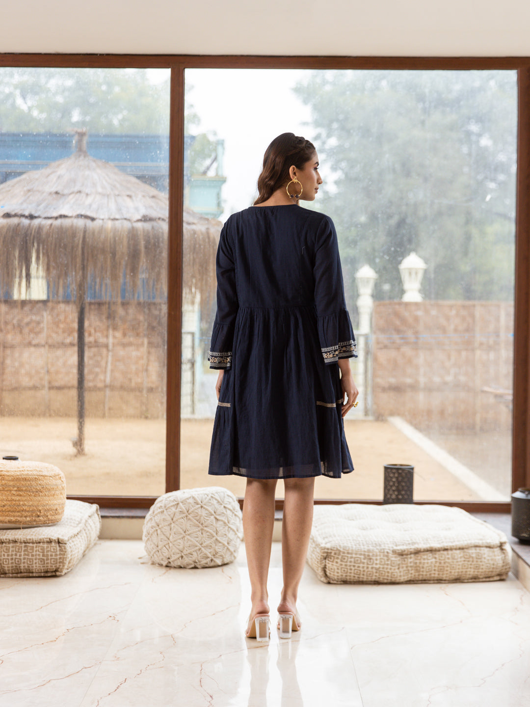Blue Star Embroidery Dress