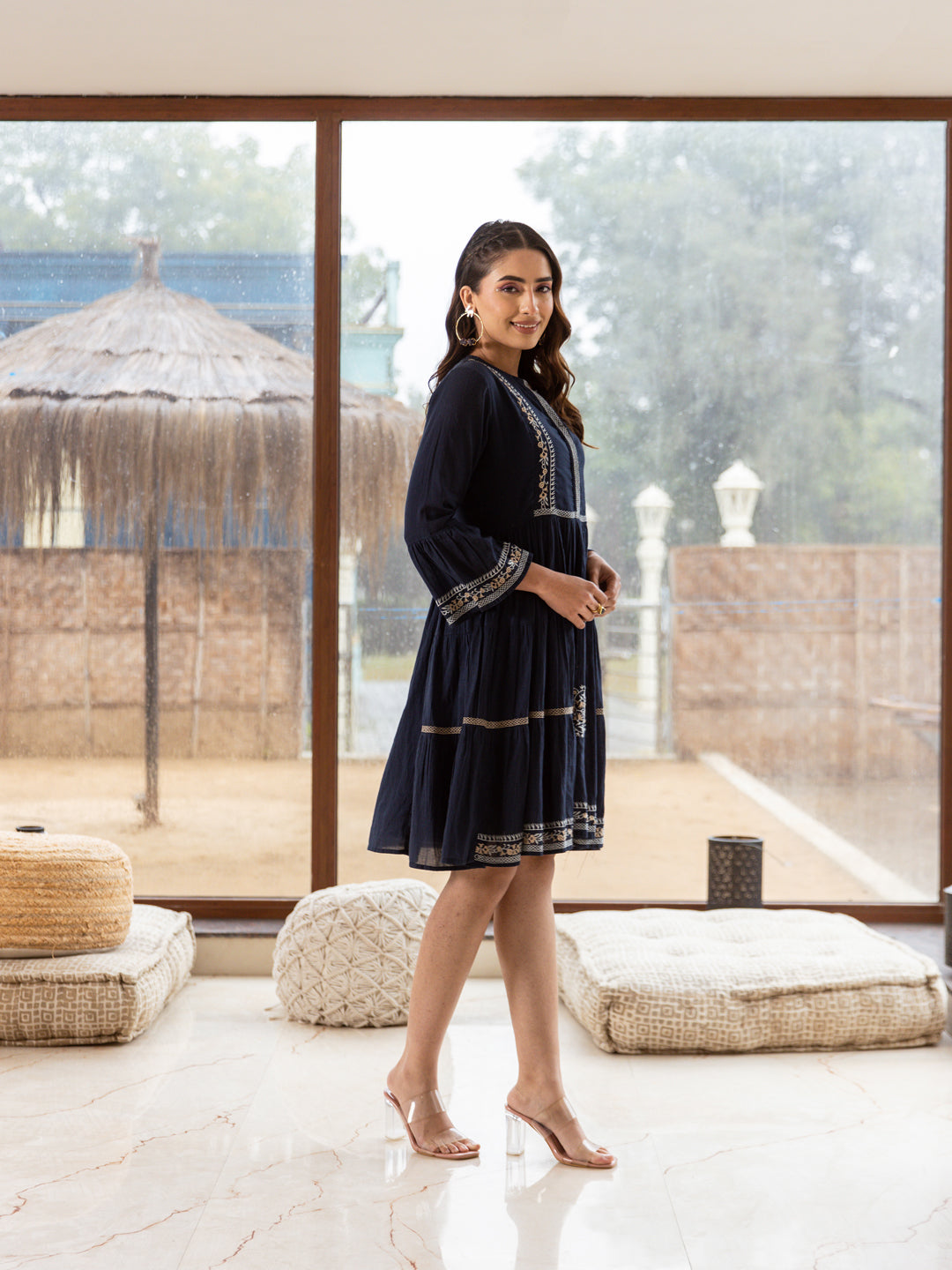 Blue Star Embroidery Dress