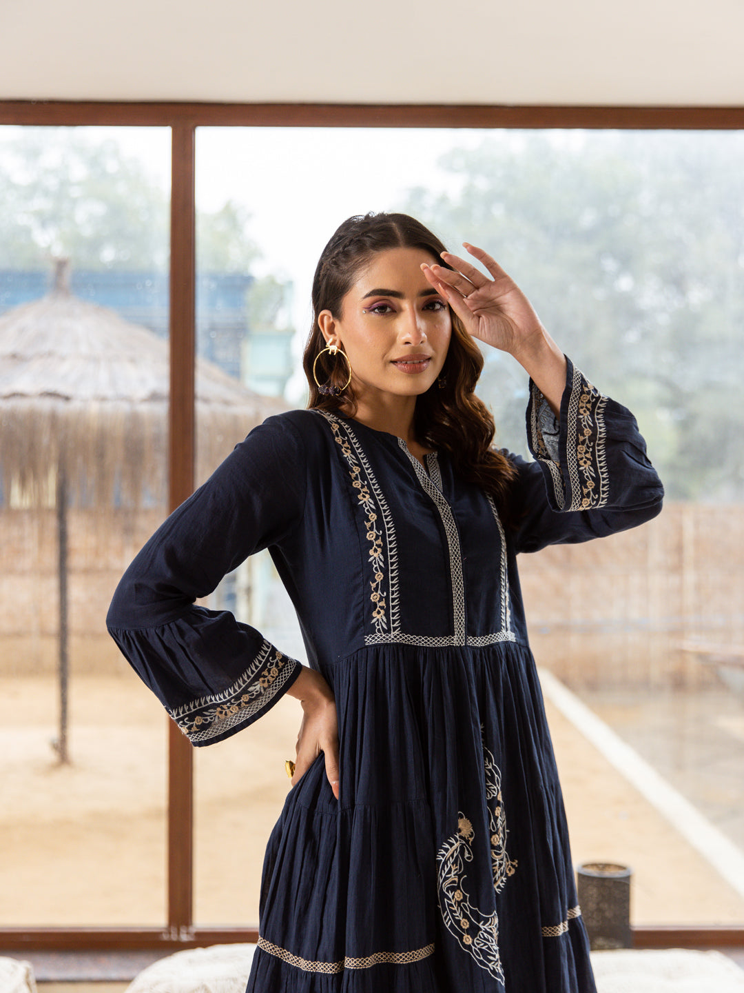 Blue Star Embroidery Dress