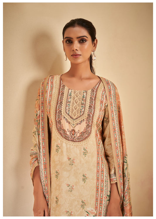Beige Printed Kurta Set