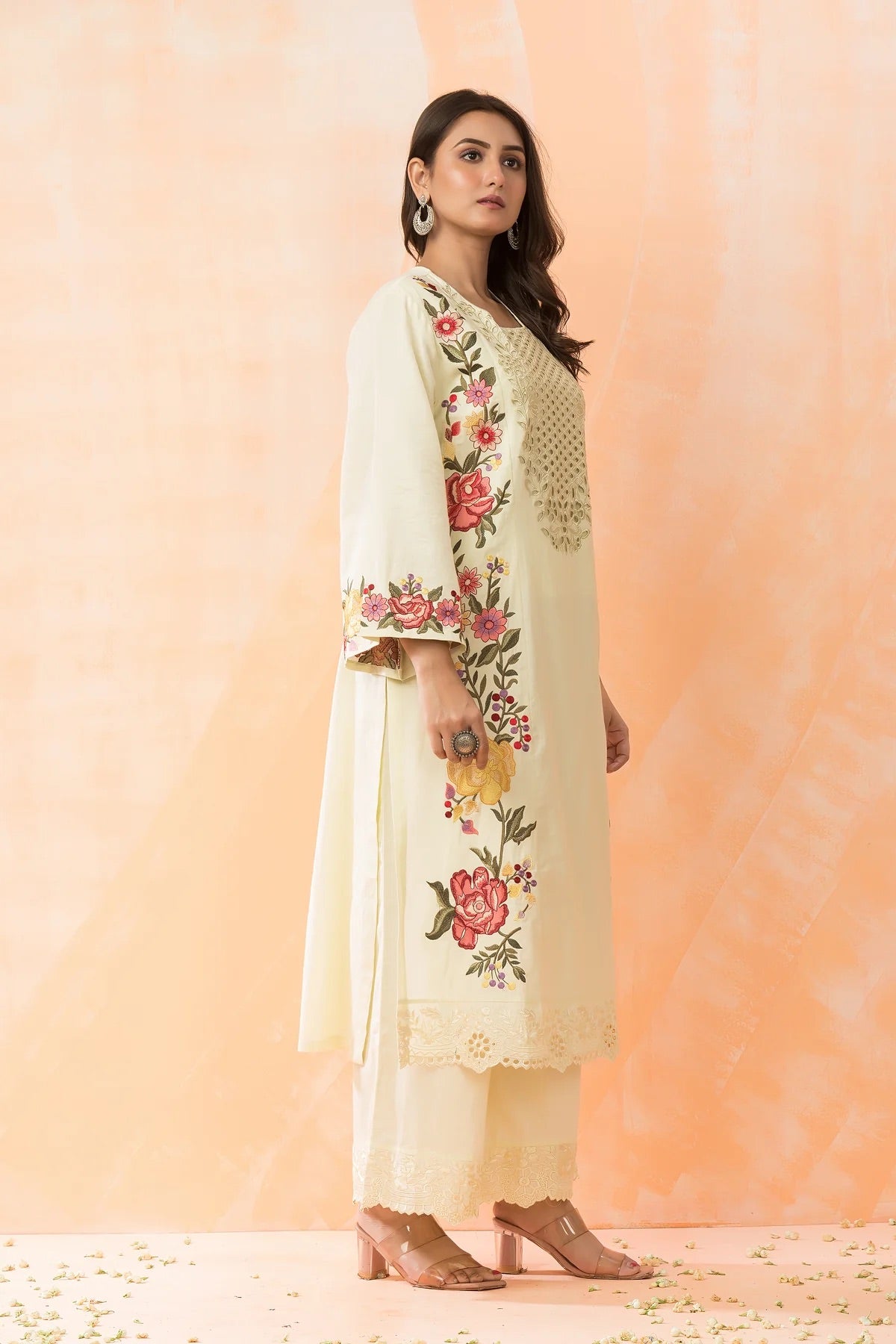 Hand Embroidered Cotton Kurta-Pant Set