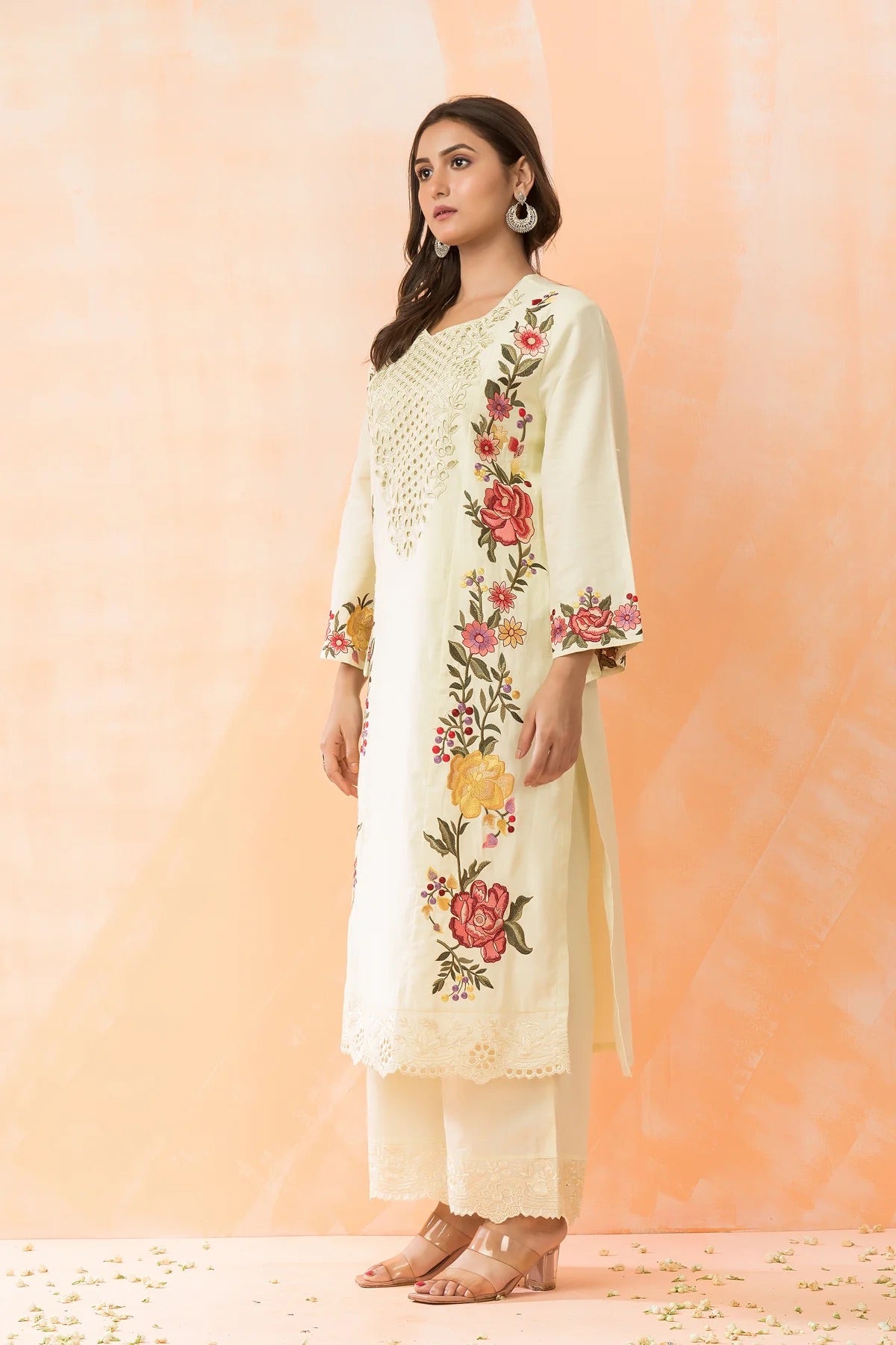 Hand Embroidered Cotton Kurta-Pant Set