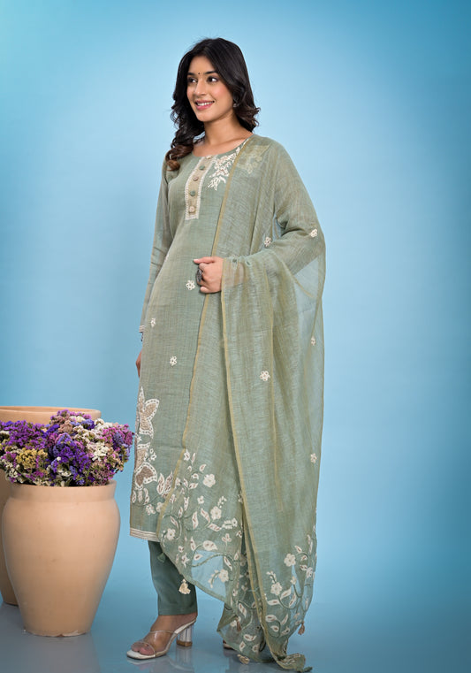 Pure Silk Jamdhani Suit Set