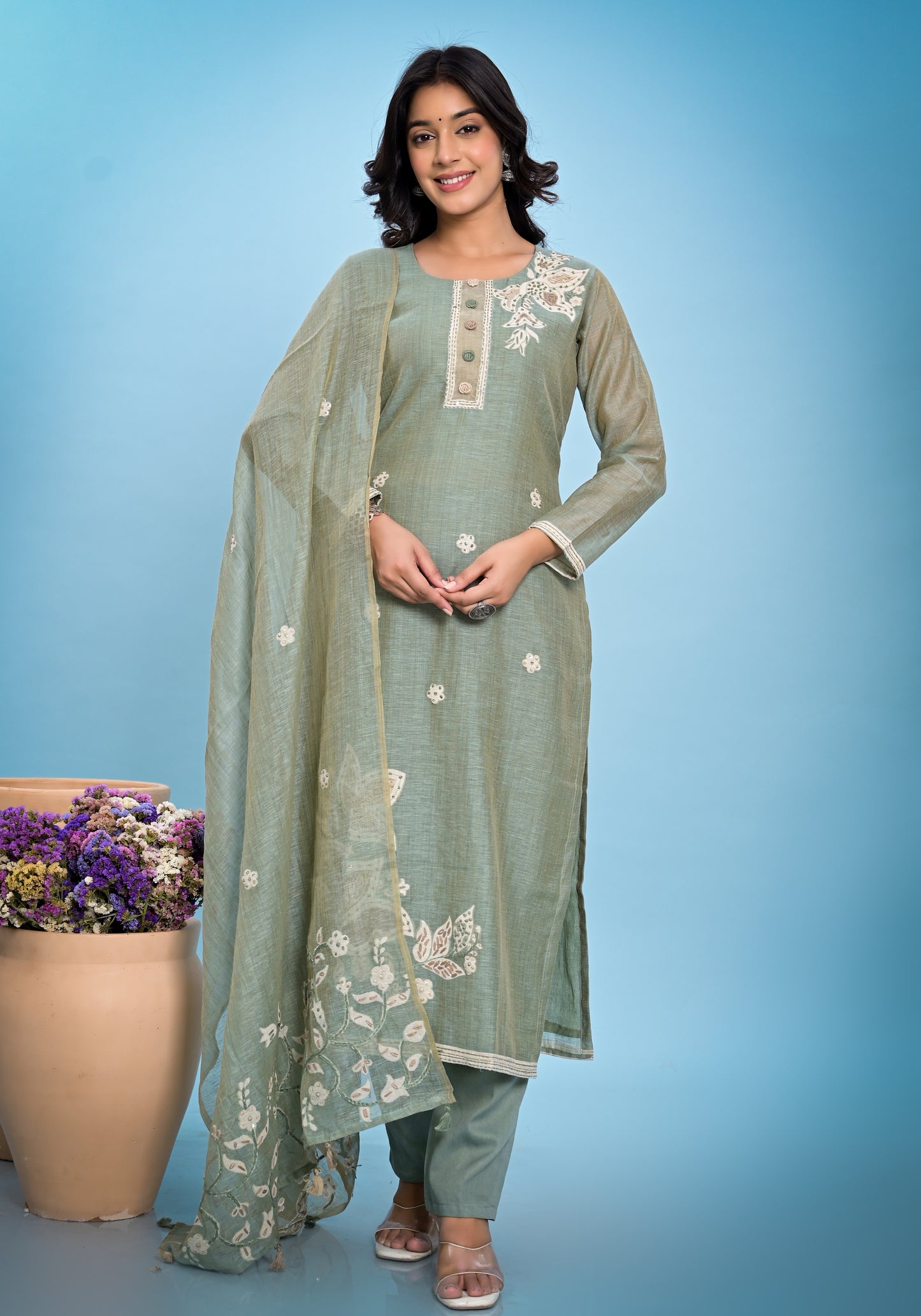 Pure Silk Jamdhani Suit Set