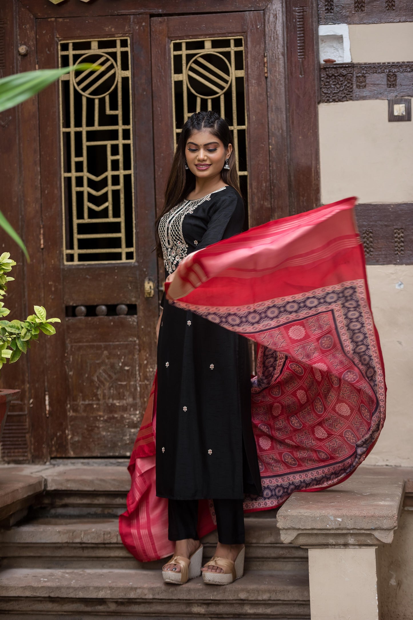 Black Embroidered Suit Set