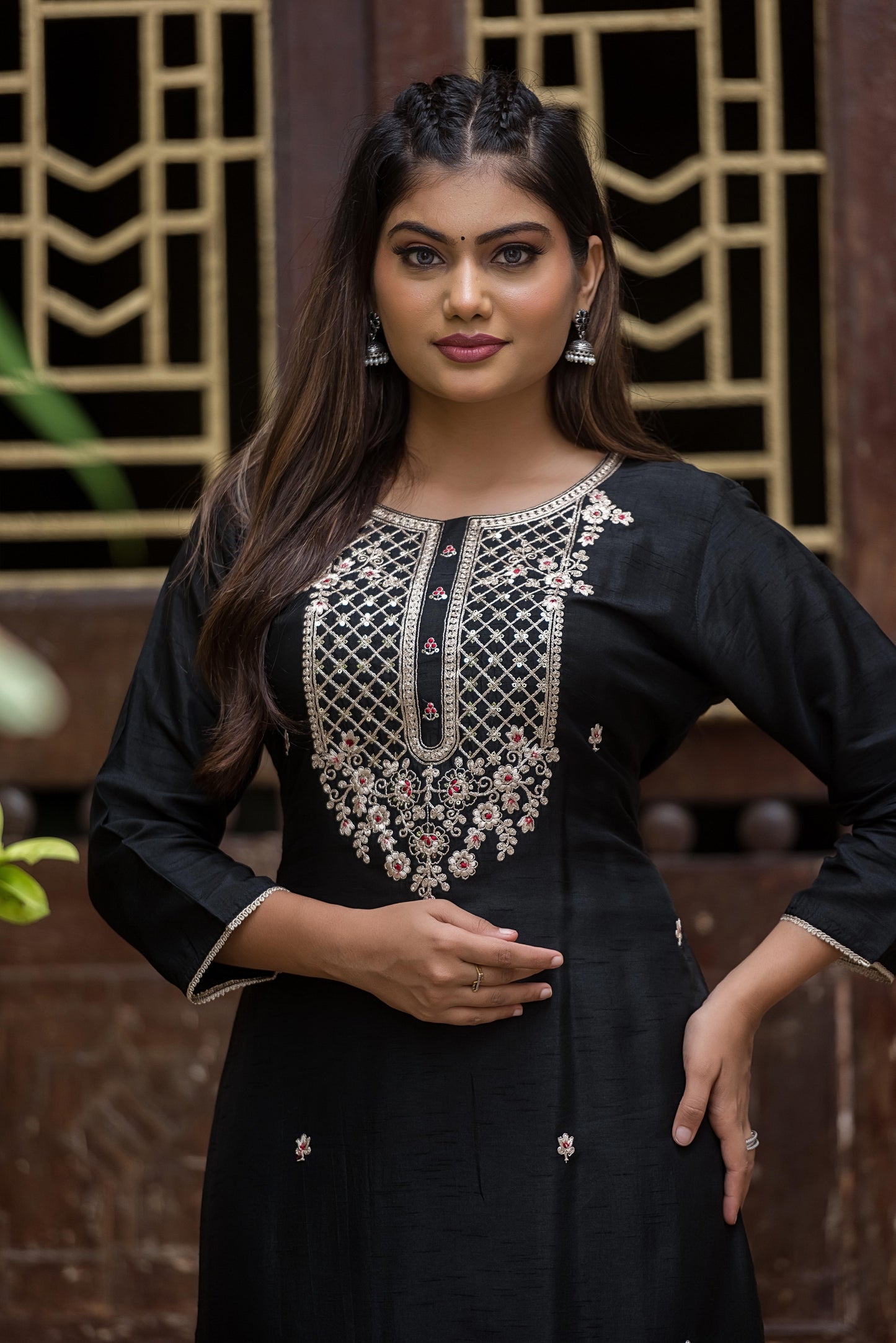 Black Embroidered Suit Set