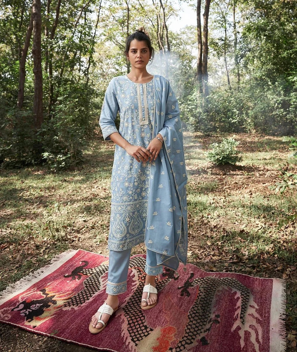 Blue Soft Cotton Kurta Set