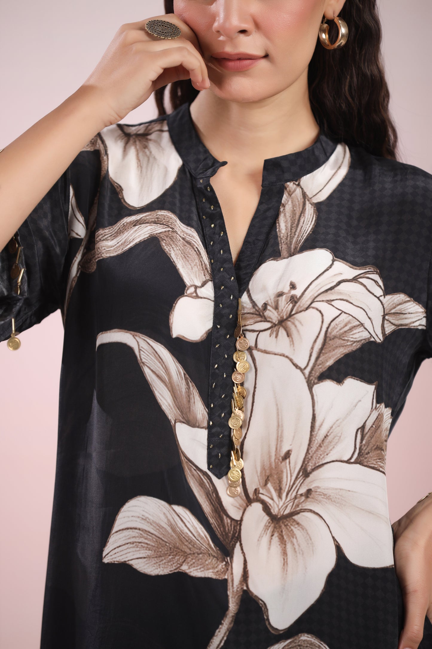 Abstract Black Crepe Coord-Set