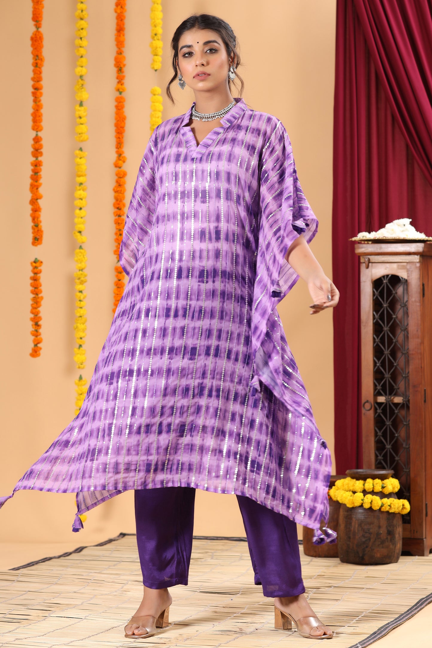 Ombre Sequence Kaftan Set - 2 Colors