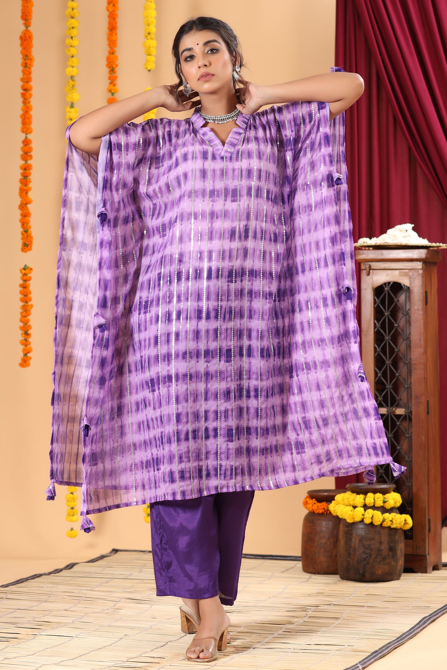Ombre Sequence Kaftan Set - 2 Colors