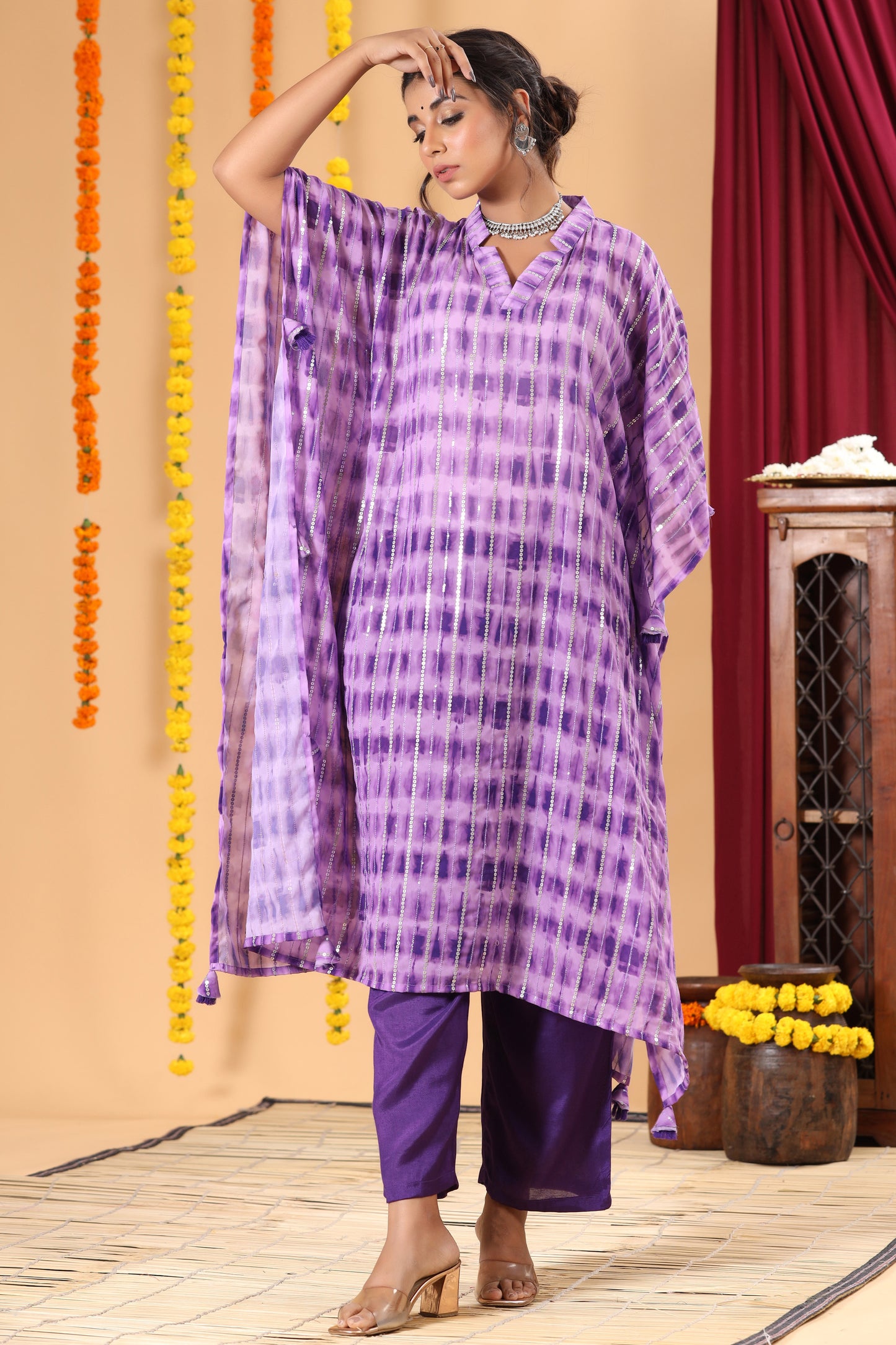 Ombre Sequence Kaftan Set - 2 Colors