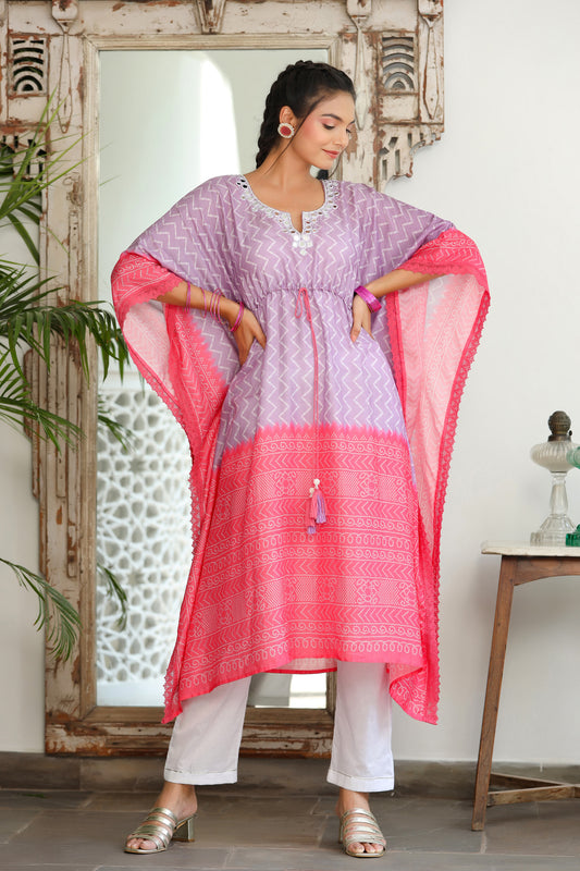 ZigZag Printed Muslin Kaftan