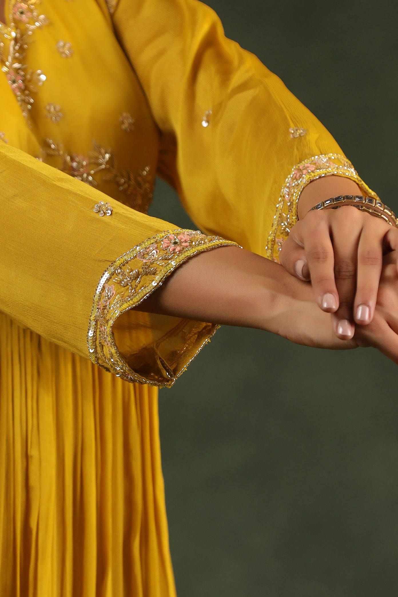 Mustard Yellow Party Wear Gown in Alia cut