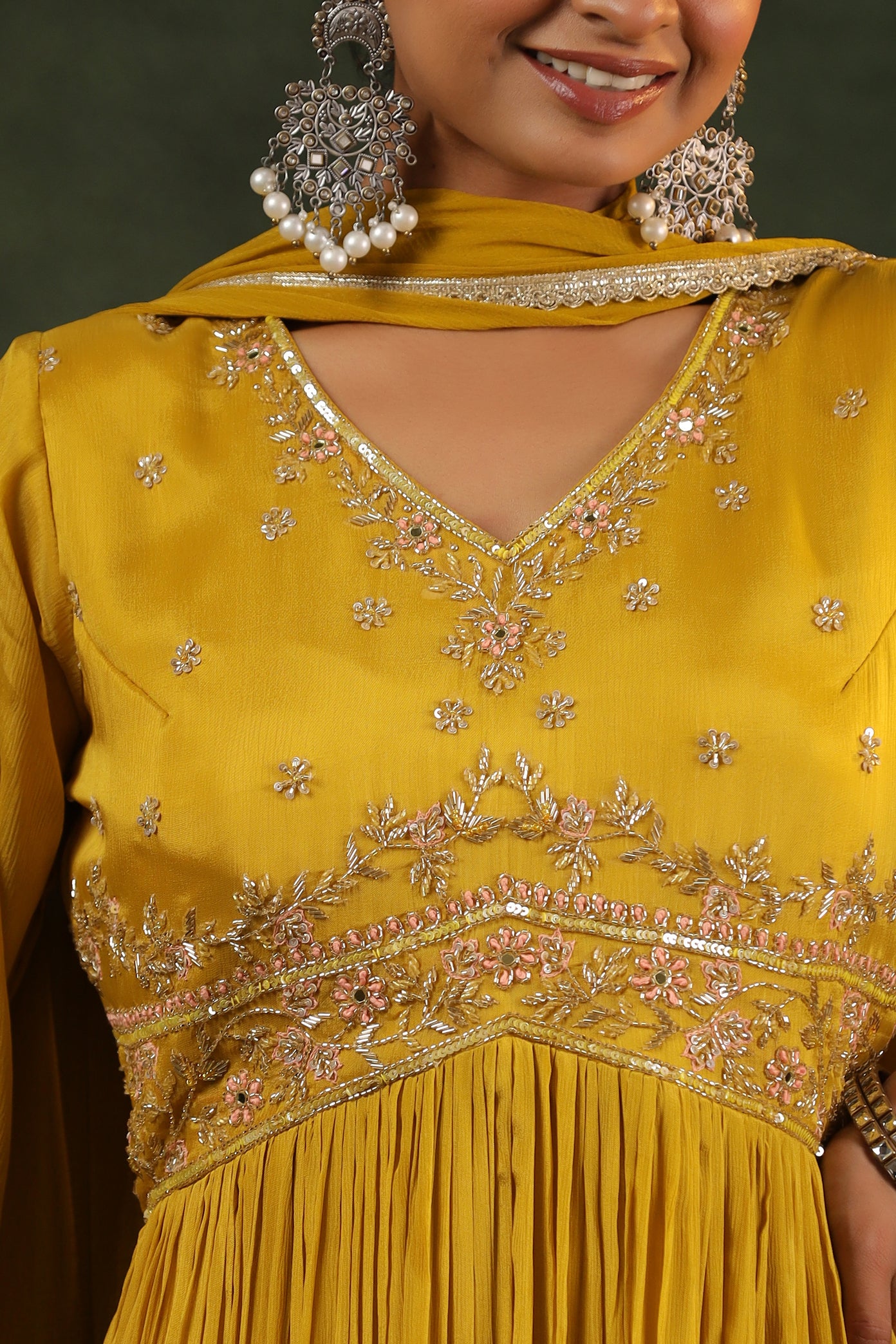 Mustard Yellow Party Wear Gown in Alia cut