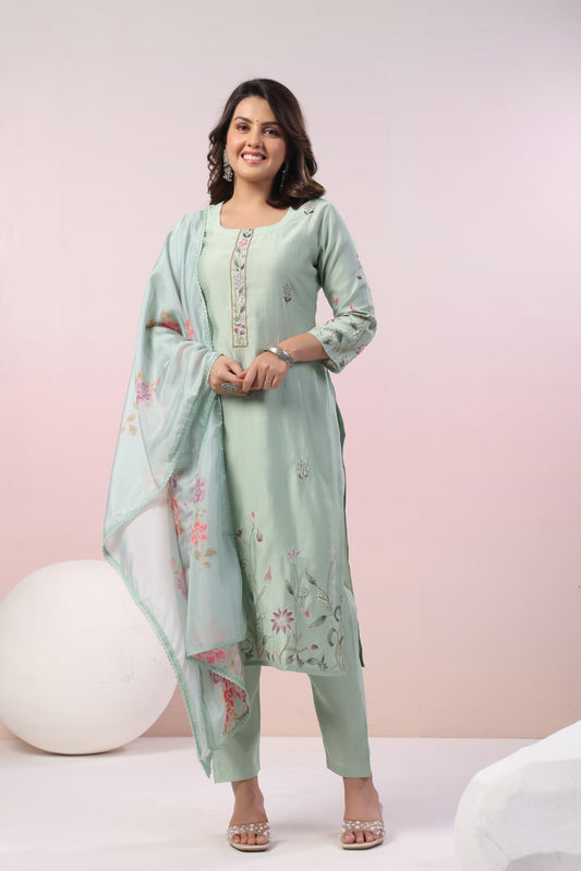 Thread Embroidered Suit Set