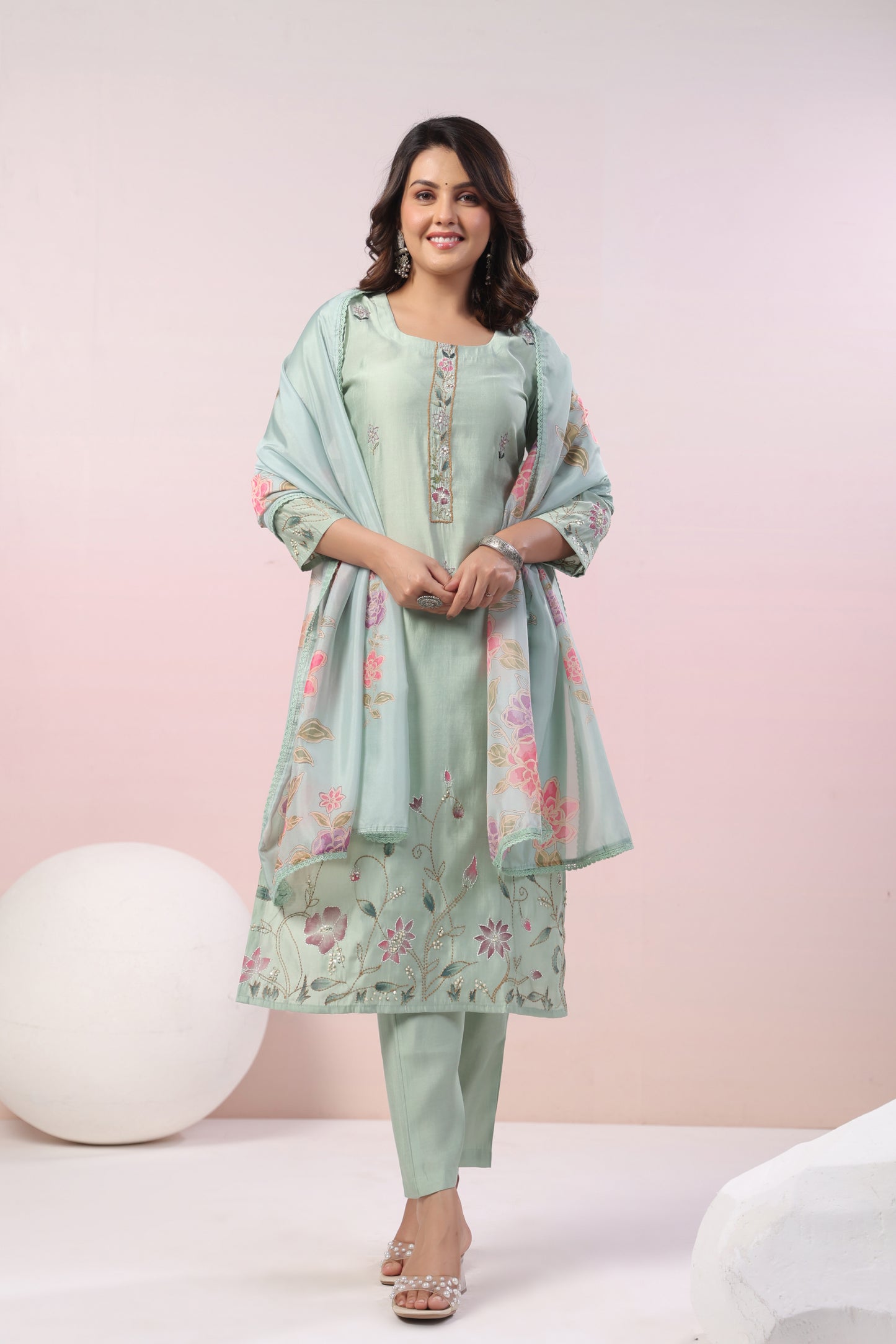 Thread Embroidered Suit Set