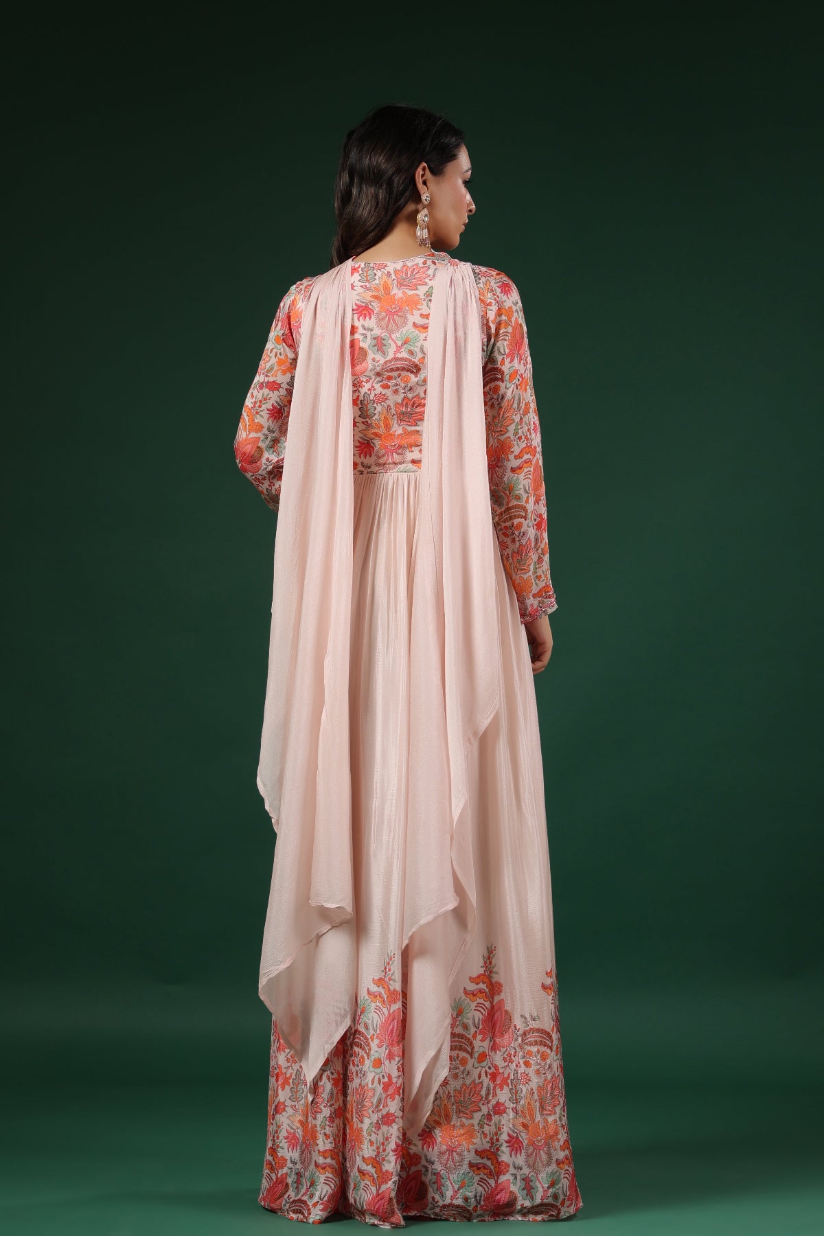Floral Printed Gown with Handwork embroidery (3 colours)