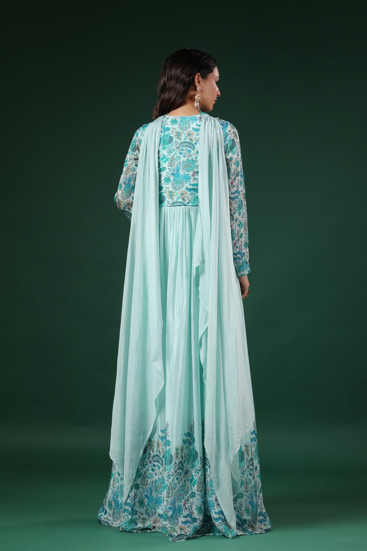 Floral Printed Gown with Handwork embroidery (3 colours)