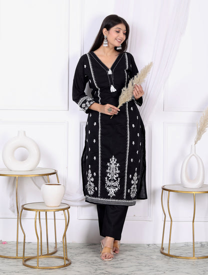 Black Chikankari Suit Set
