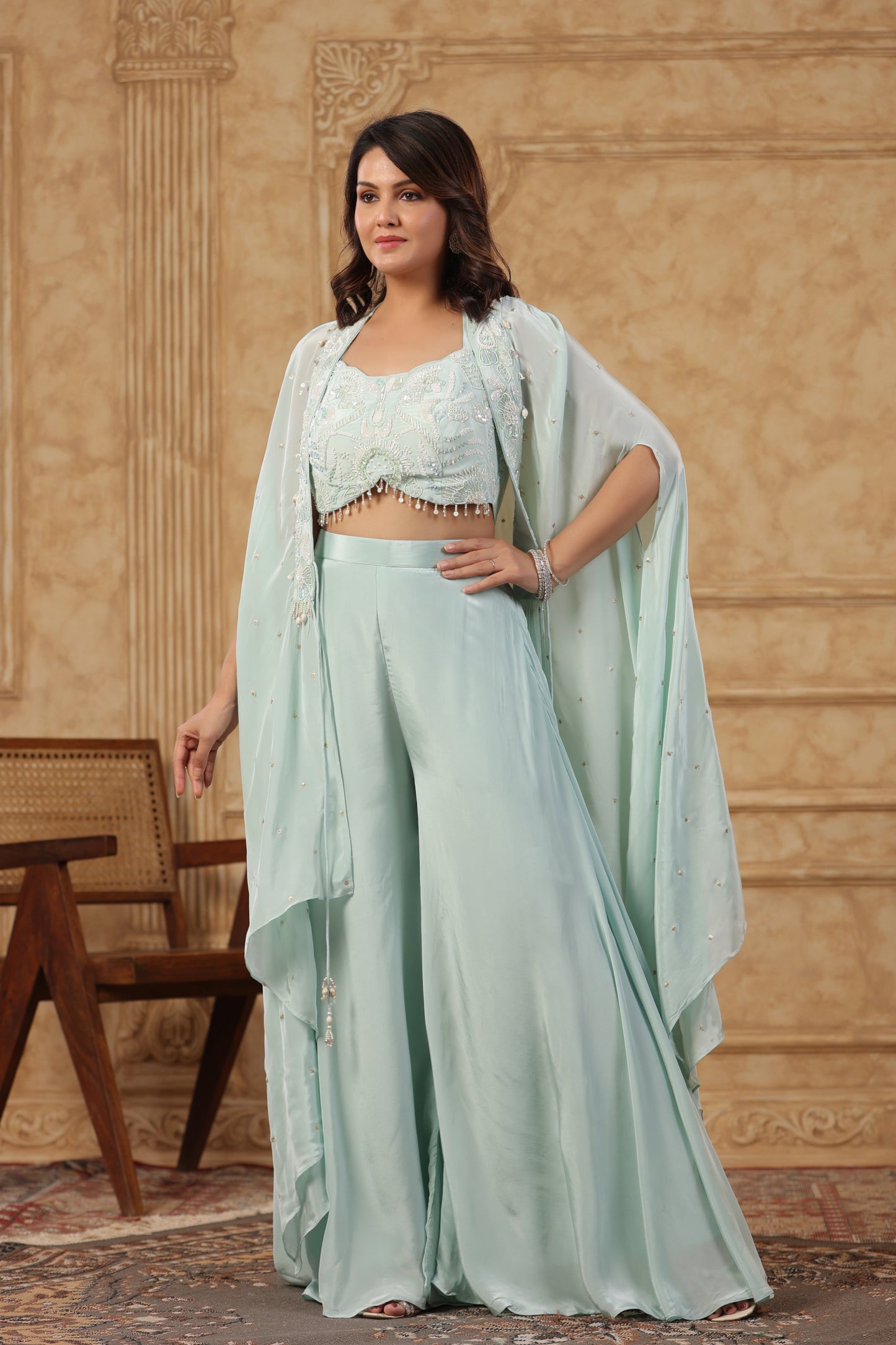 Sea Green Indo-western