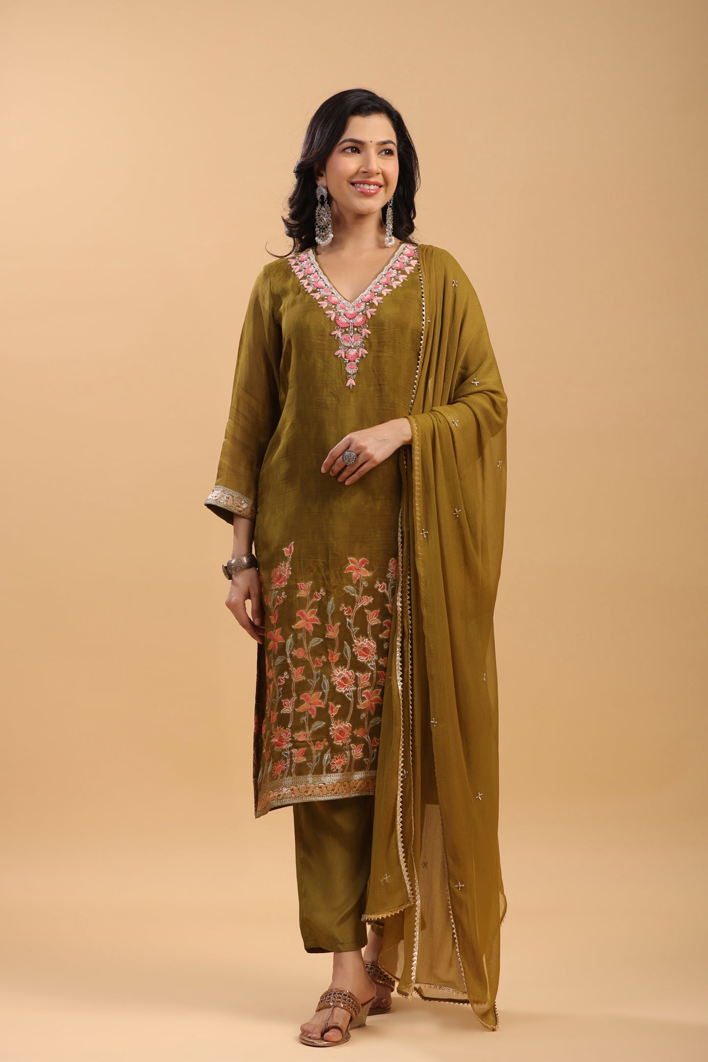 Mustard Organza Suit Set