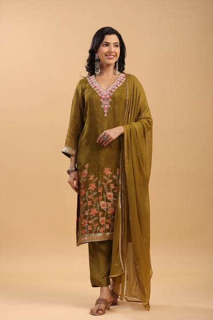 Mustard Organza Suit Set