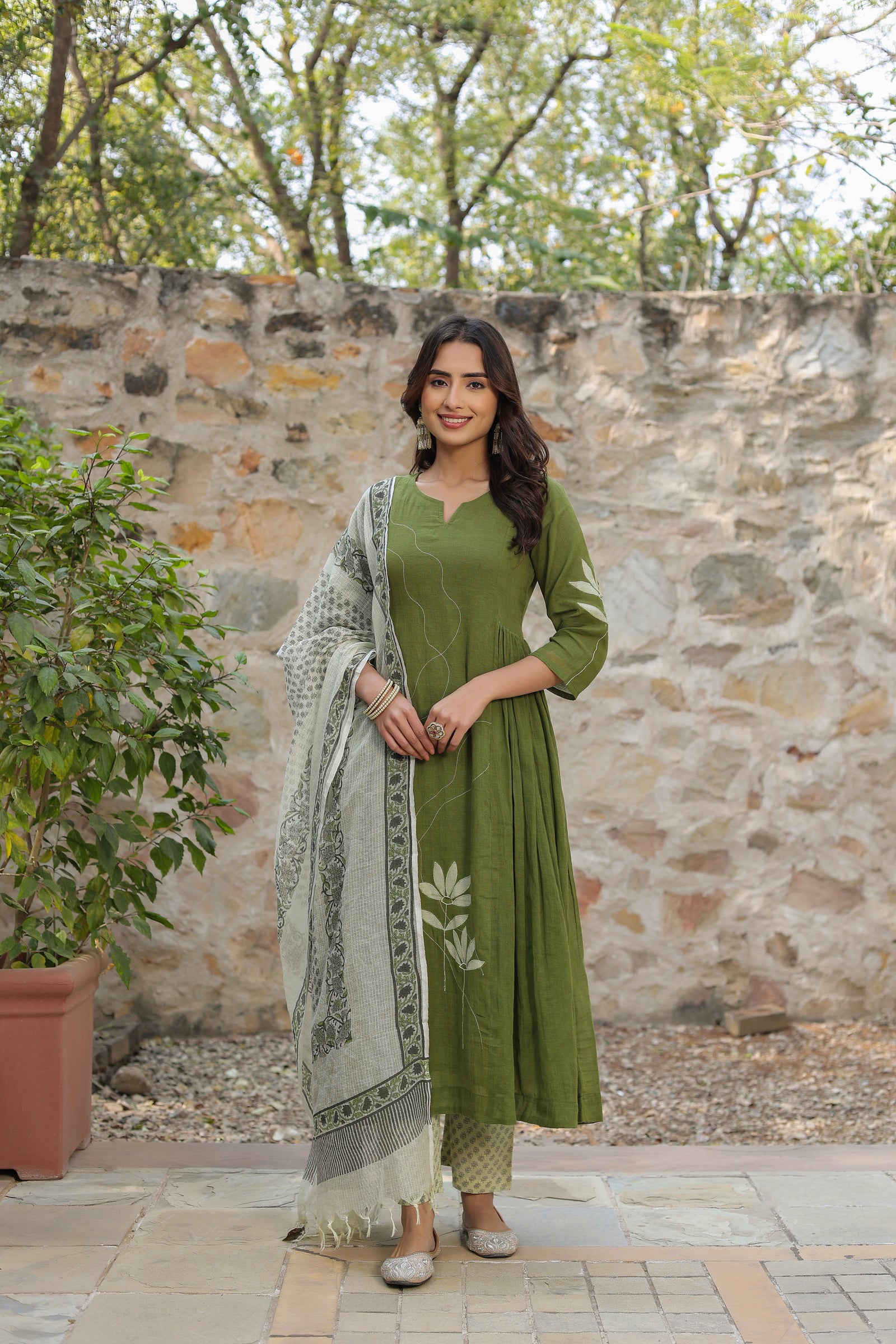 Green Kalidar Organic Cotton Suit Set