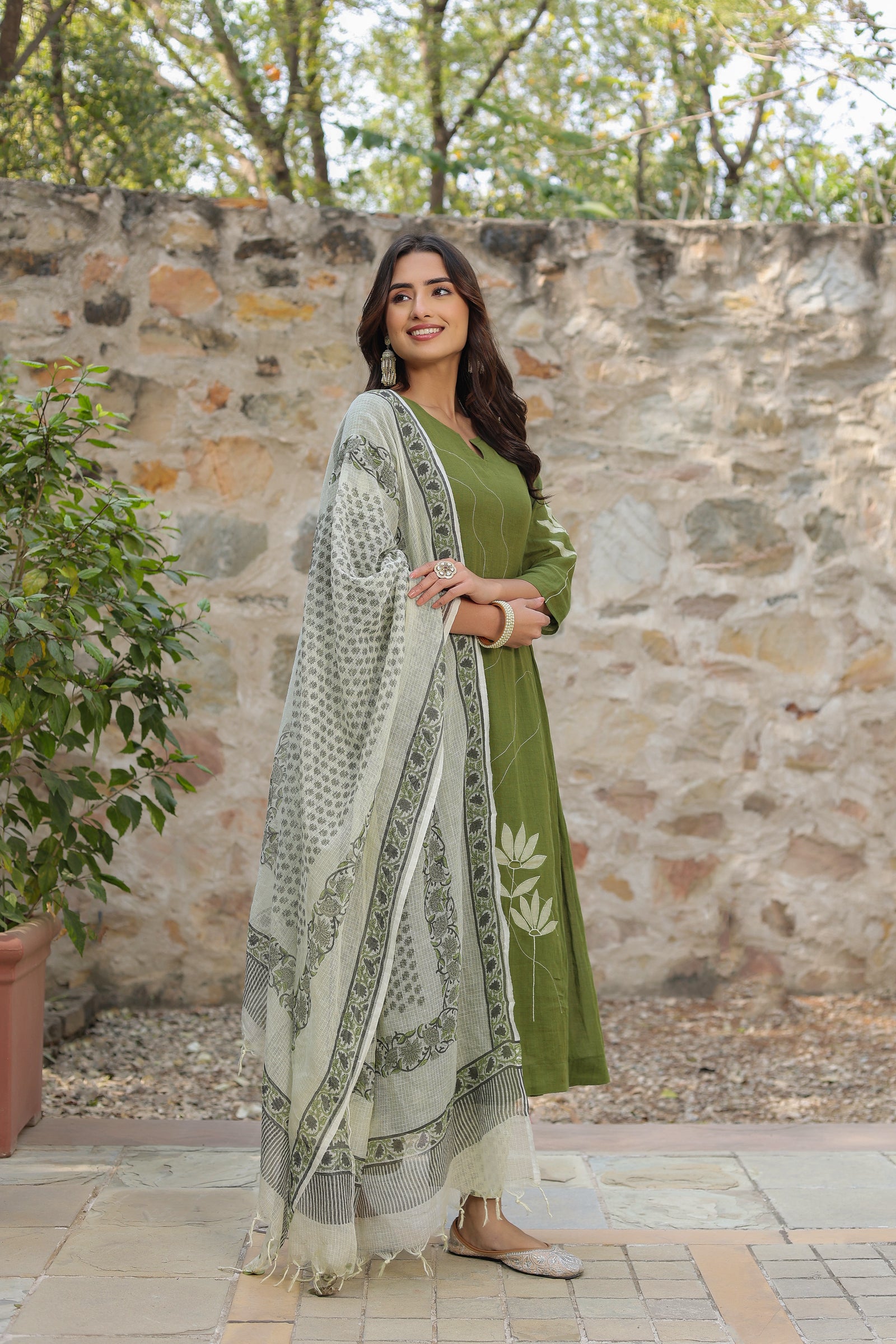 Green Kalidar Organic Cotton Suit Set