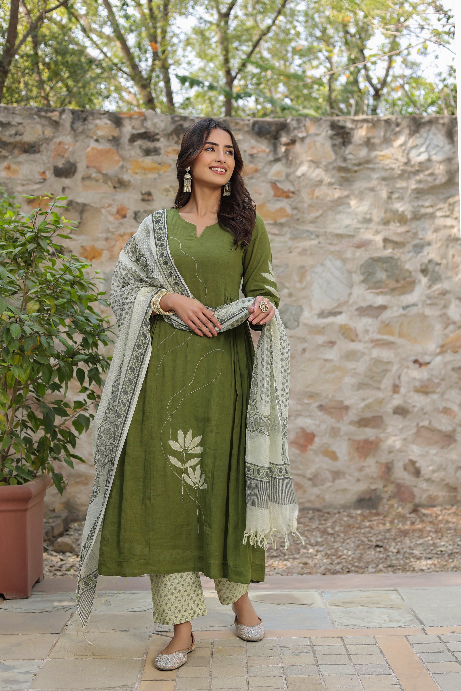 Green Kalidar Organic Cotton Suit Set