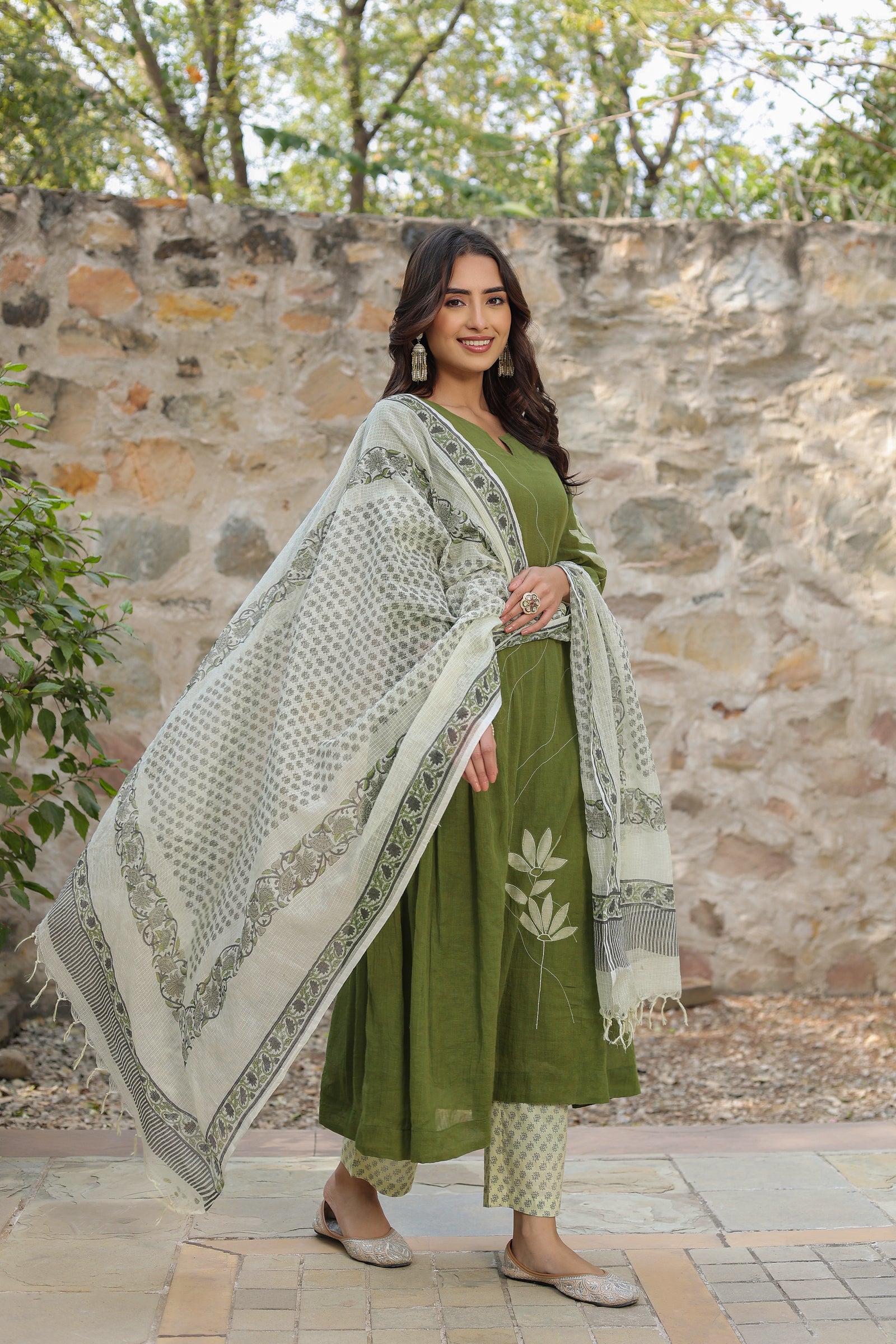 Green Kalidar Organic Cotton Suit Set