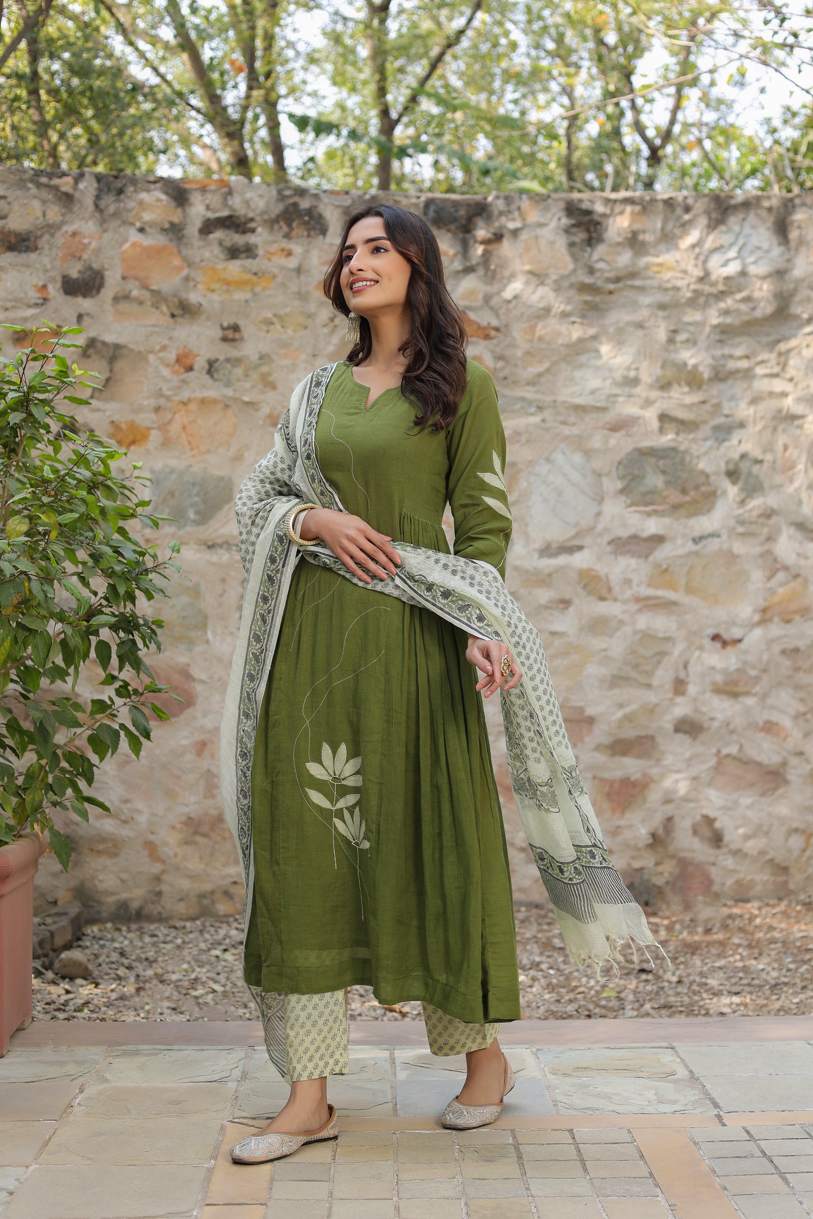 Green Kalidar Organic Cotton Suit Set