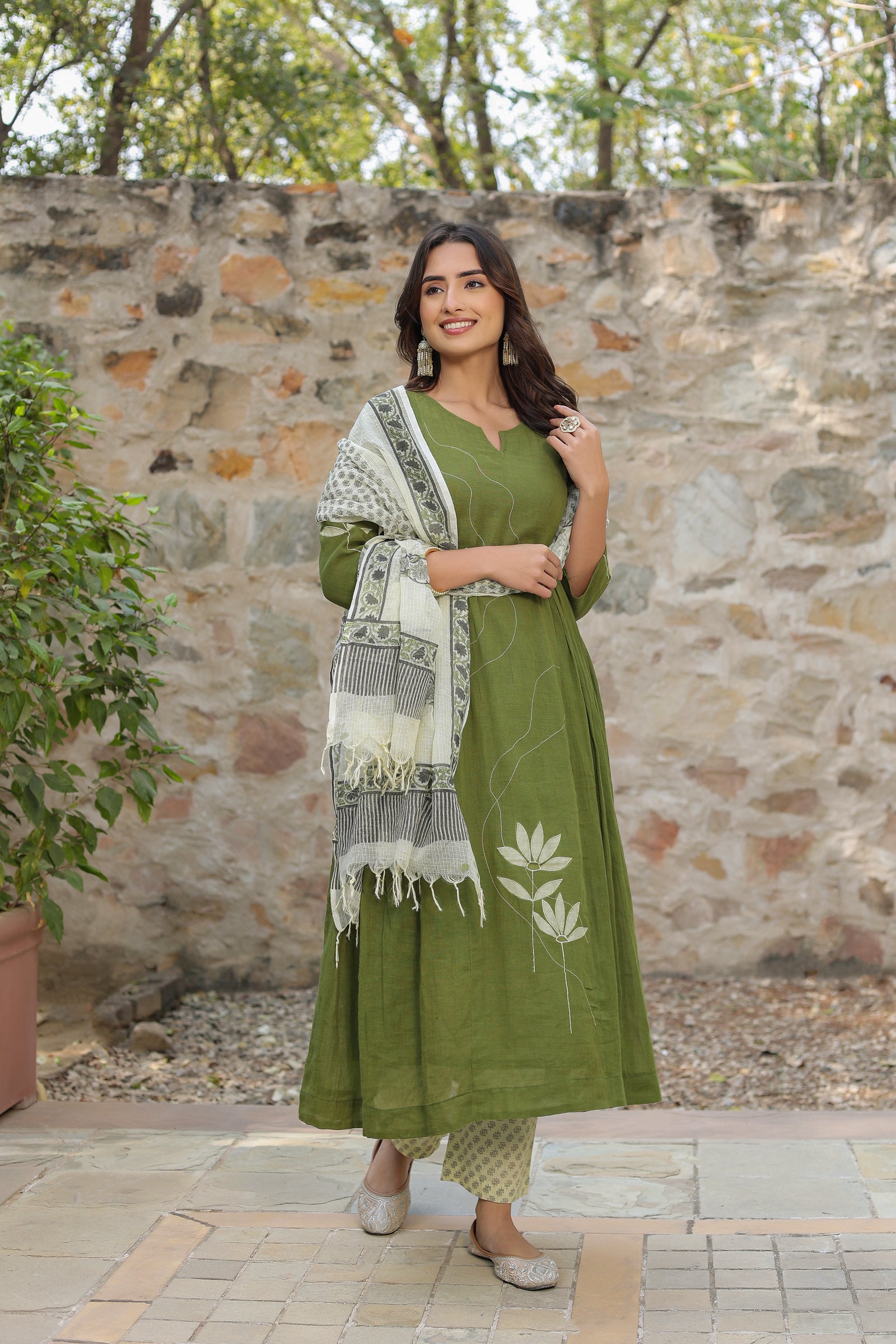 Green Kalidar Organic Cotton Suit Set