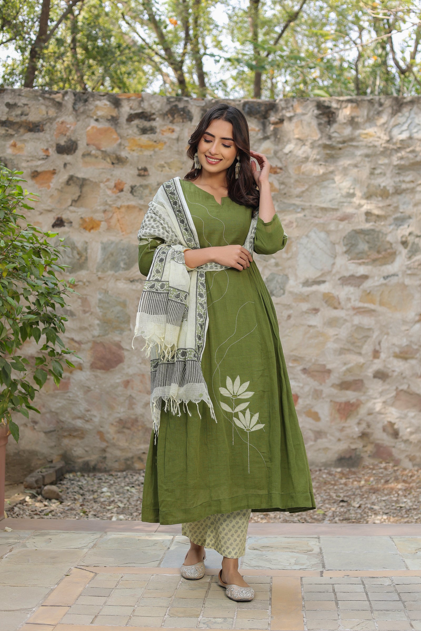 Green Kalidar Organic Cotton Suit Set