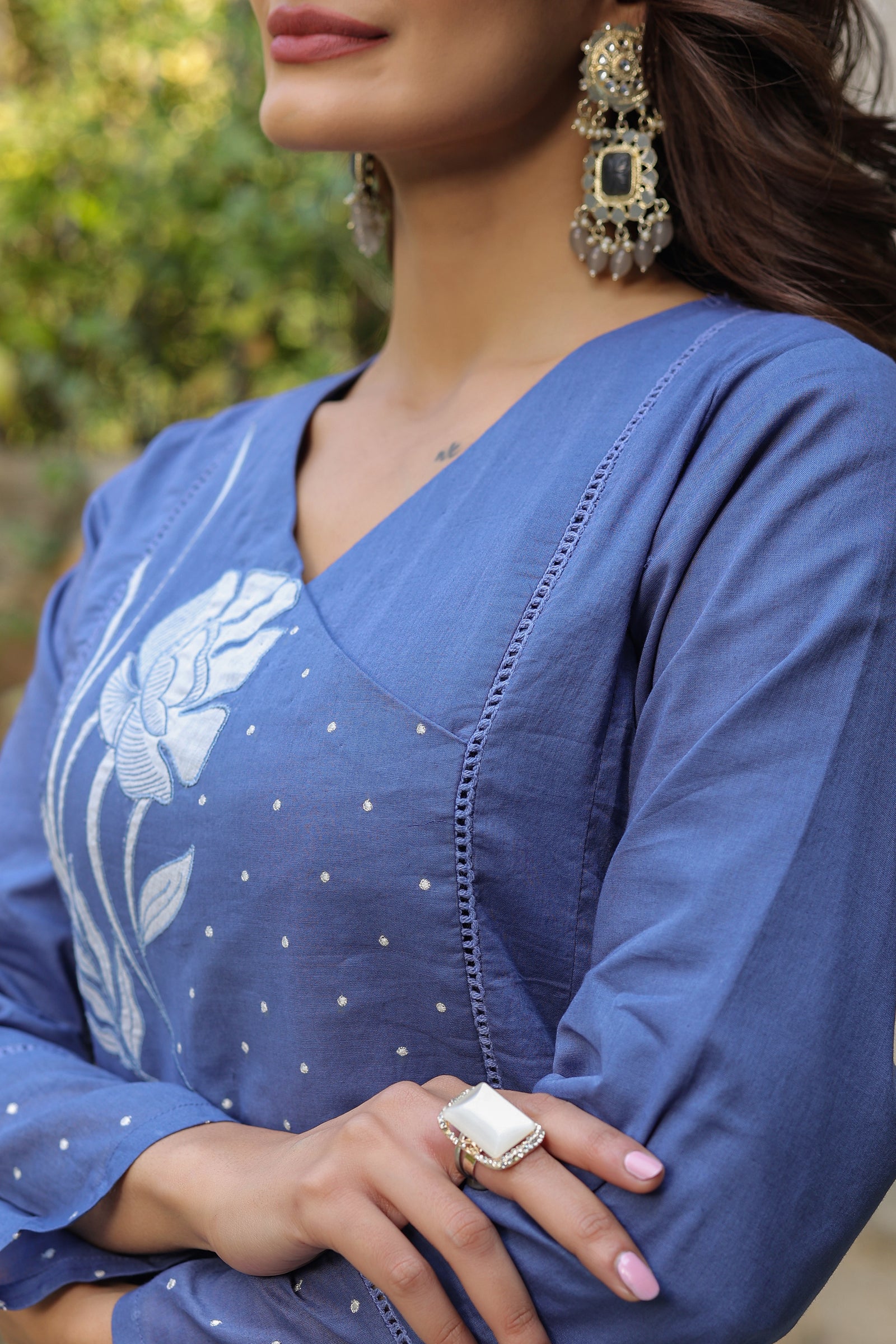 Blue Kalidar Organic Cotton Suit Set