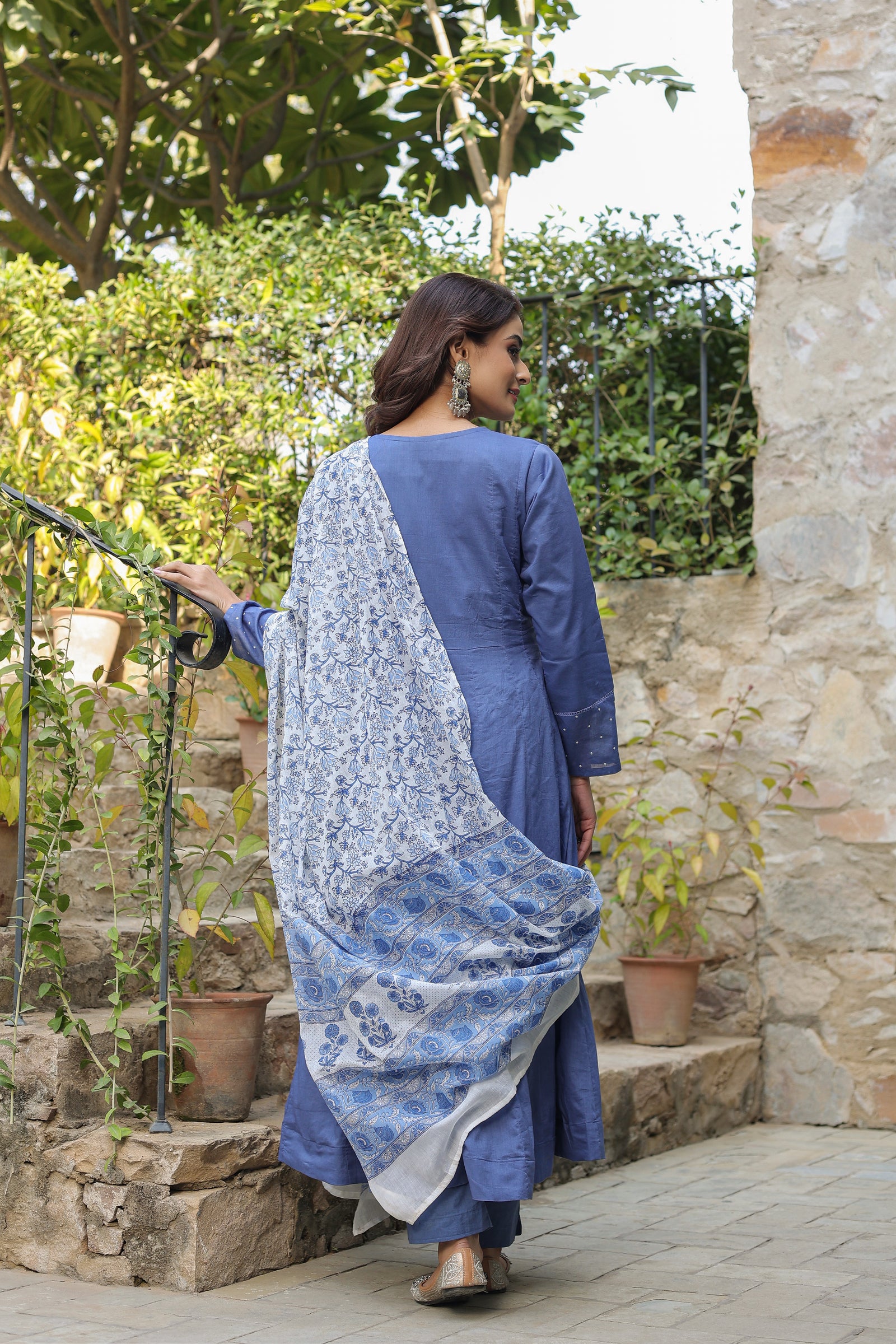 Blue Kalidar Organic Cotton Suit Set