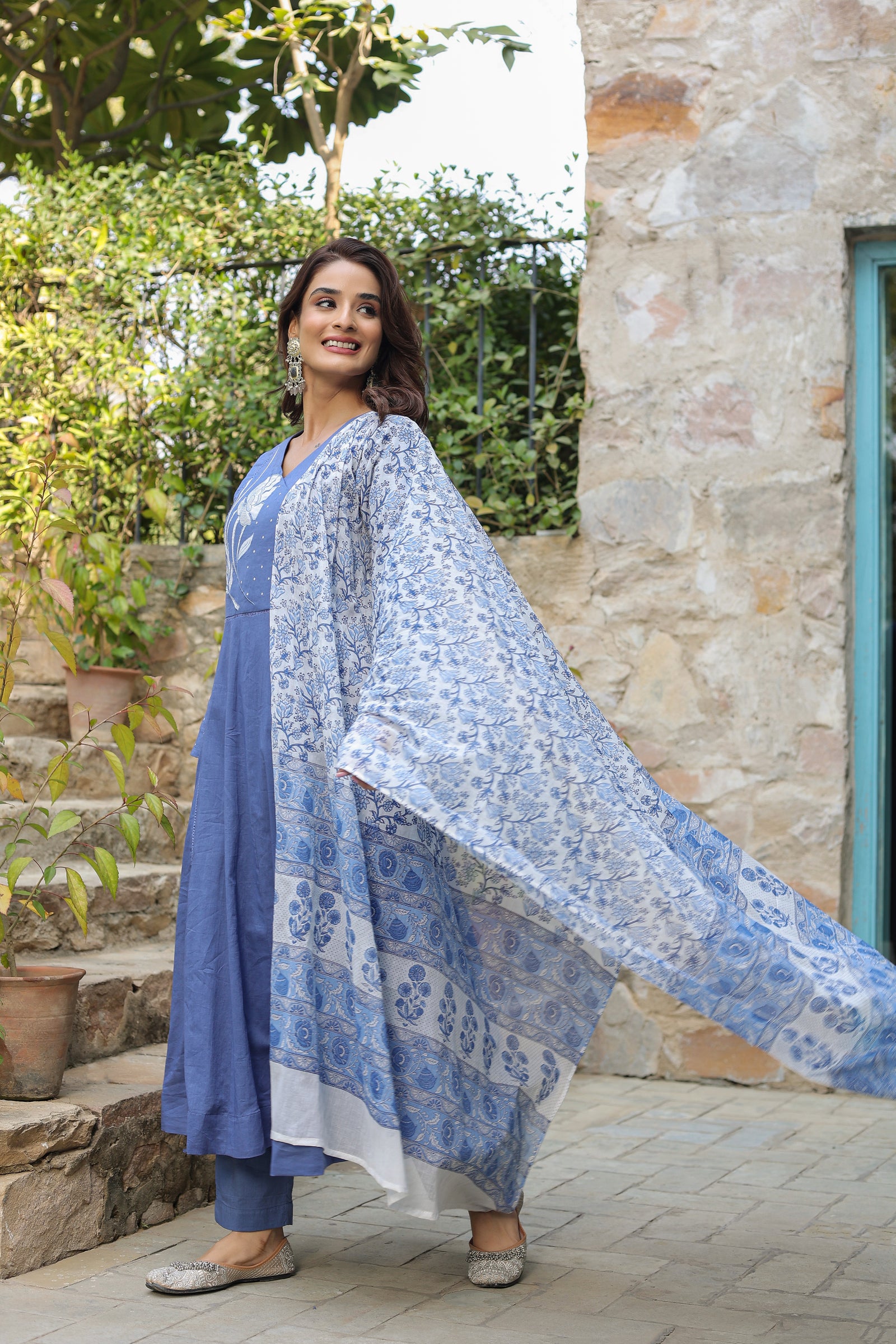 Blue Kalidar Organic Cotton Suit Set