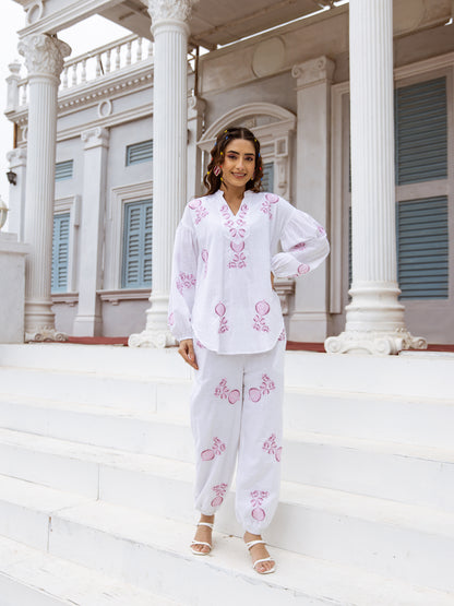 Pearl White embroidery co-ord set