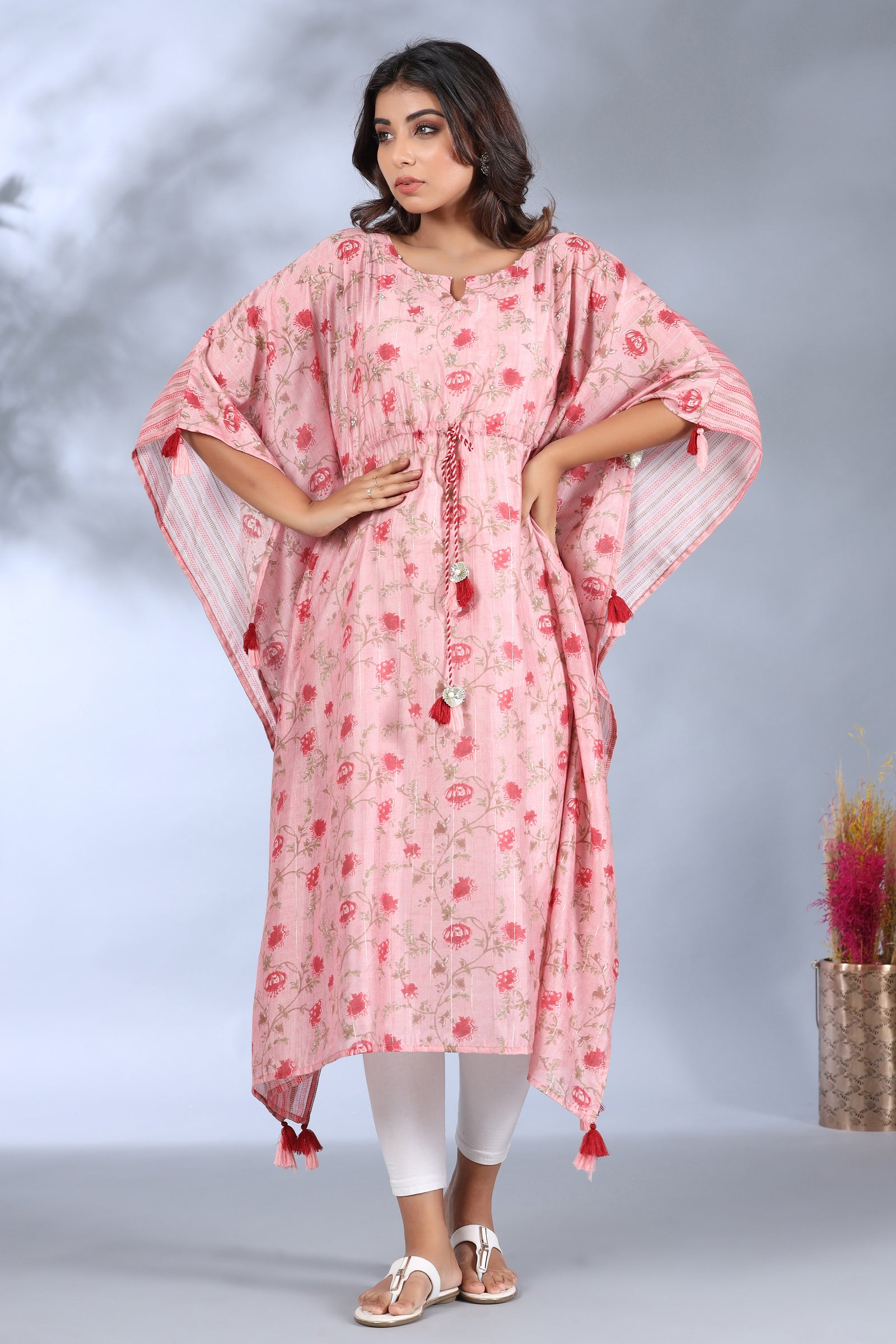 Muslin Printed Pink Kaftan