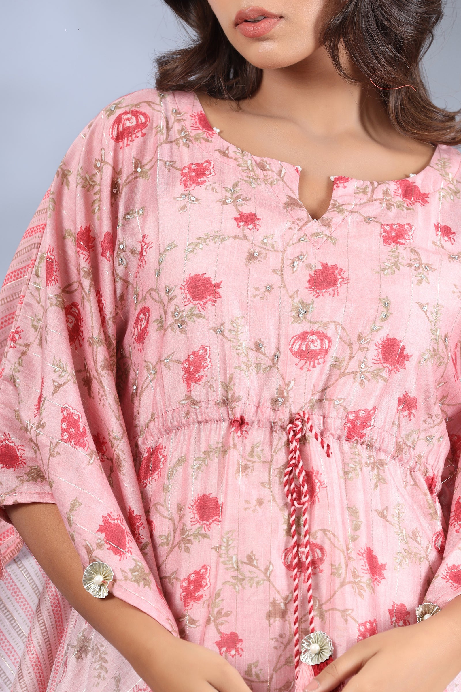 Muslin Printed Pink Kaftan