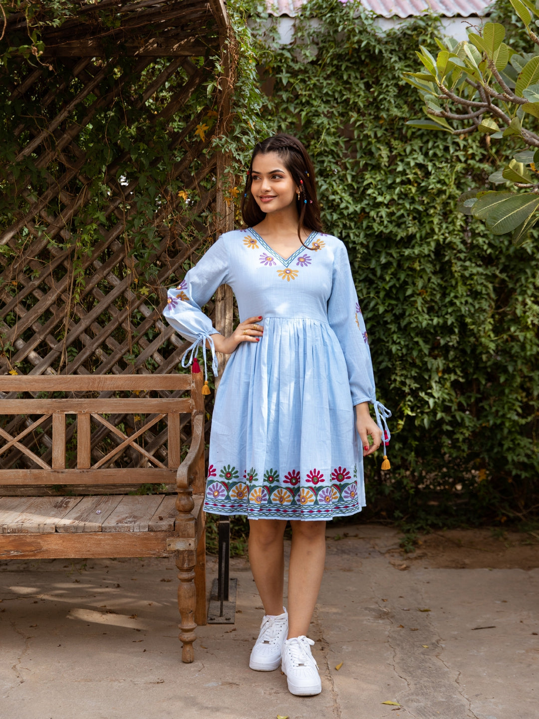 Sky Blue Embroidered Dress