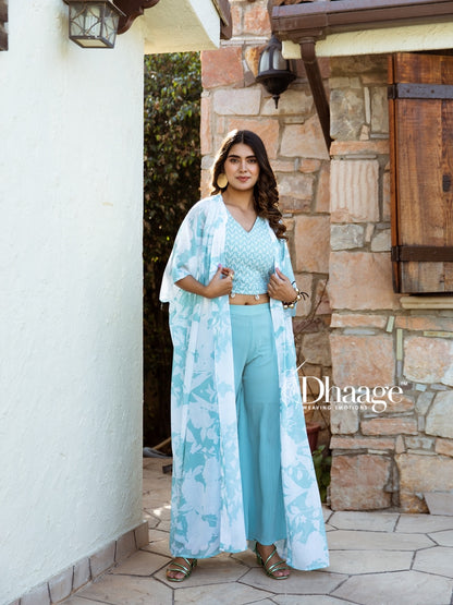Blue Embroidery Coord Set