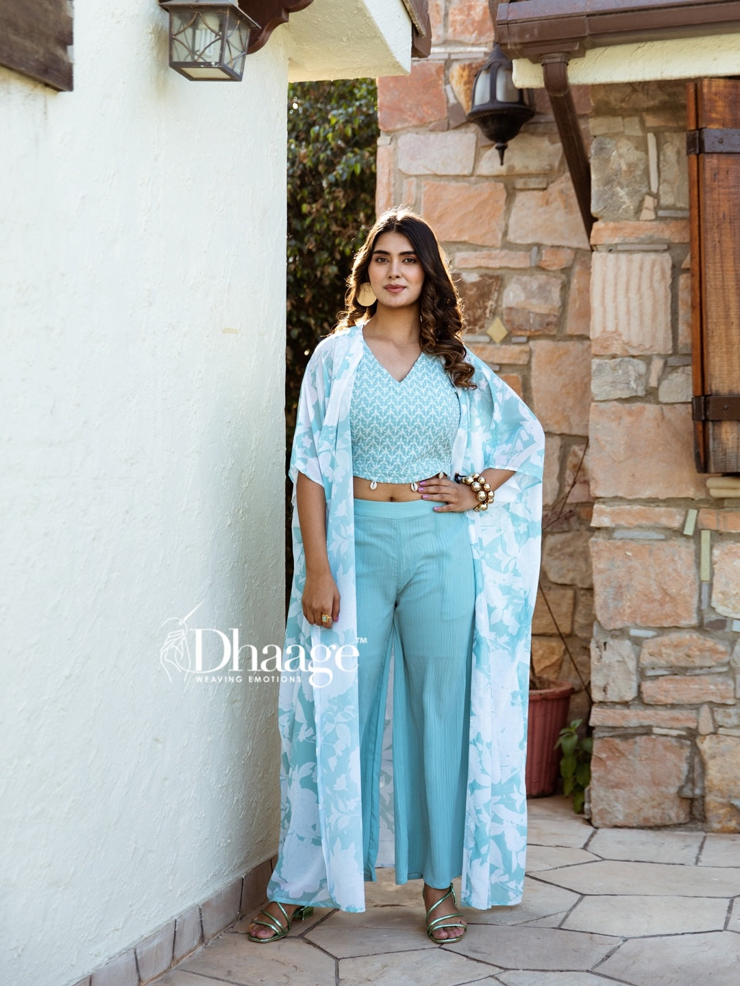 Blue Embroidery Coord Set