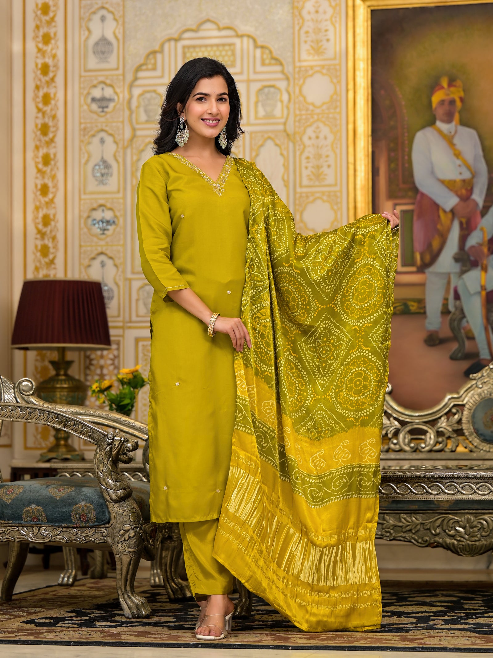 Muslin Suit Set paired with gaji silk dupatta